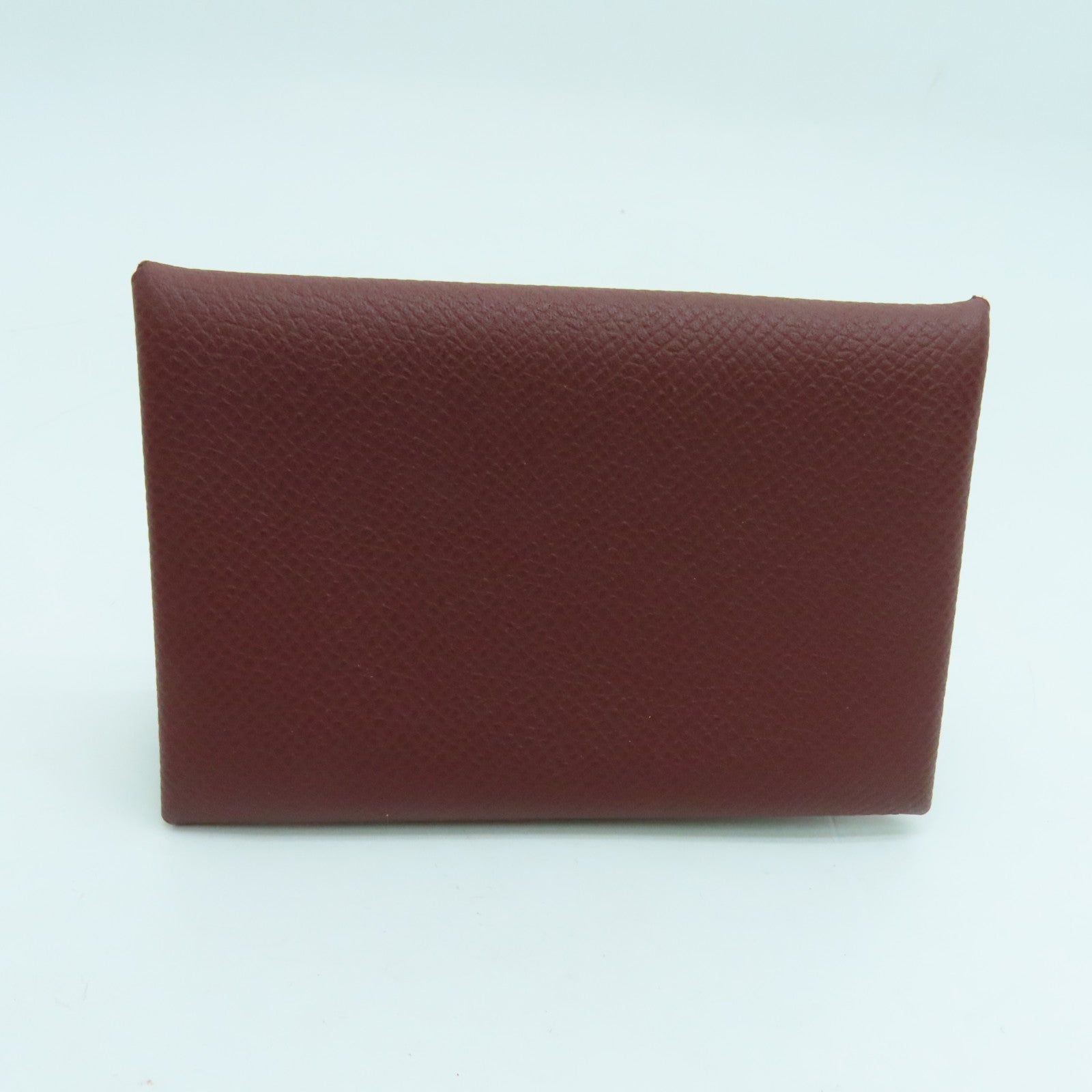 HERMES Veau Epsom皮革Calvi Card Holder卡片套银扣红色
