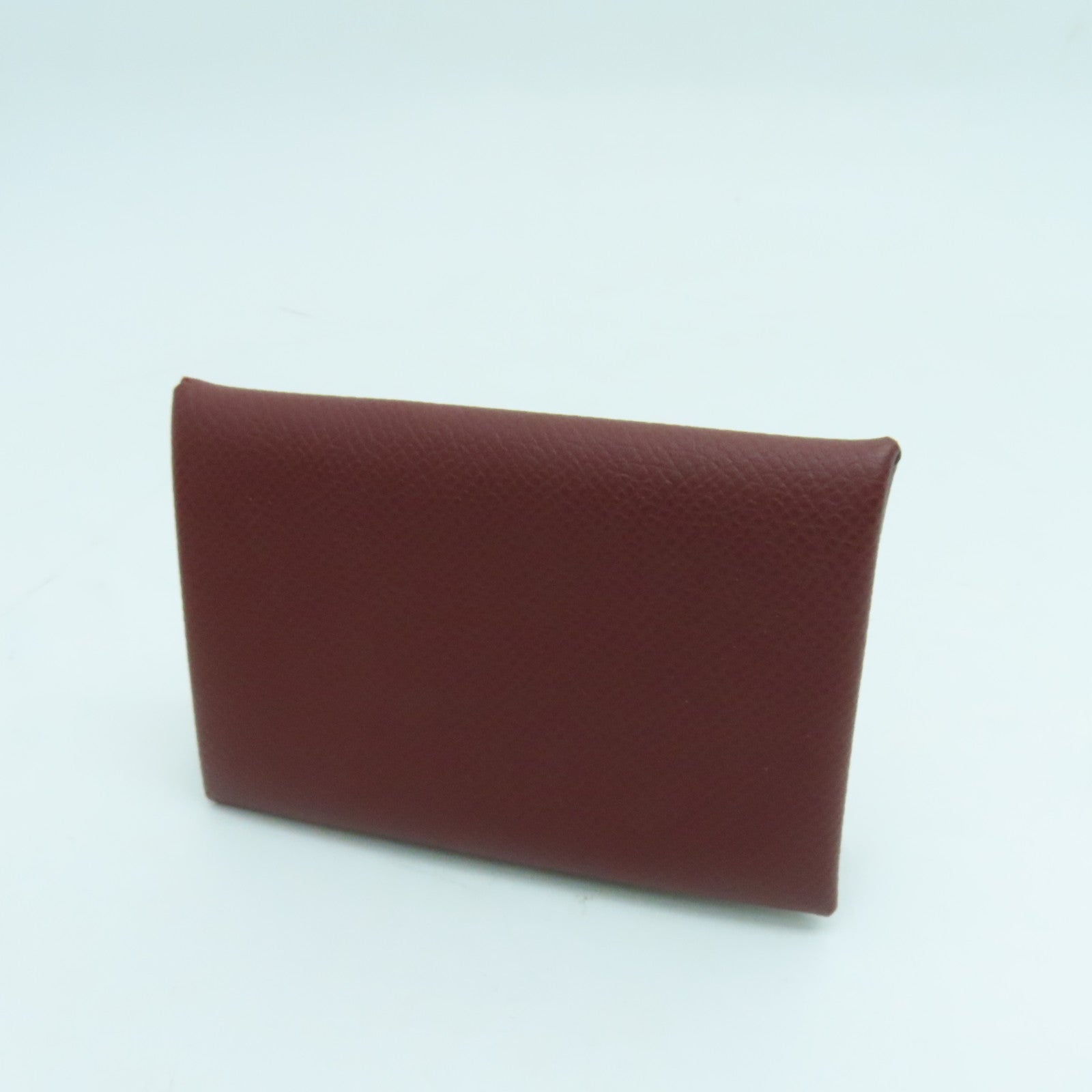HERMES Veau Epsom皮革Calvi Card Holder卡片套银扣红色