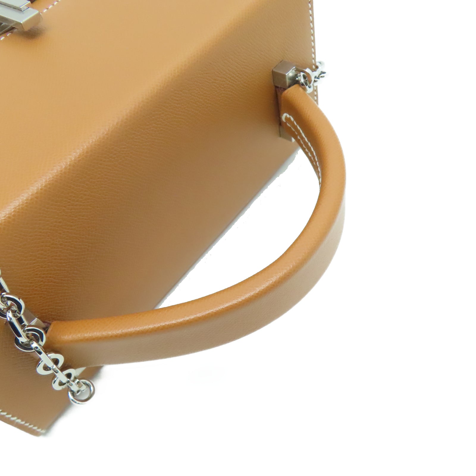 HERMES Veau Epsom皮革Cinhetic银扣链带肩背袋棕色