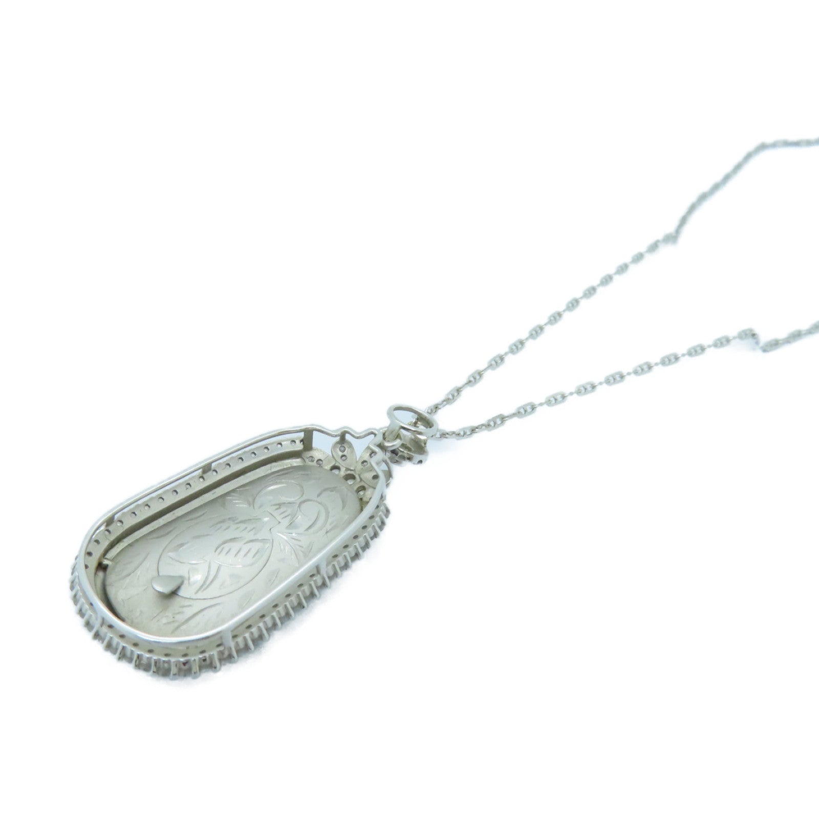 JEWELRY 18K White Gold Jade Necklace Green/Silver