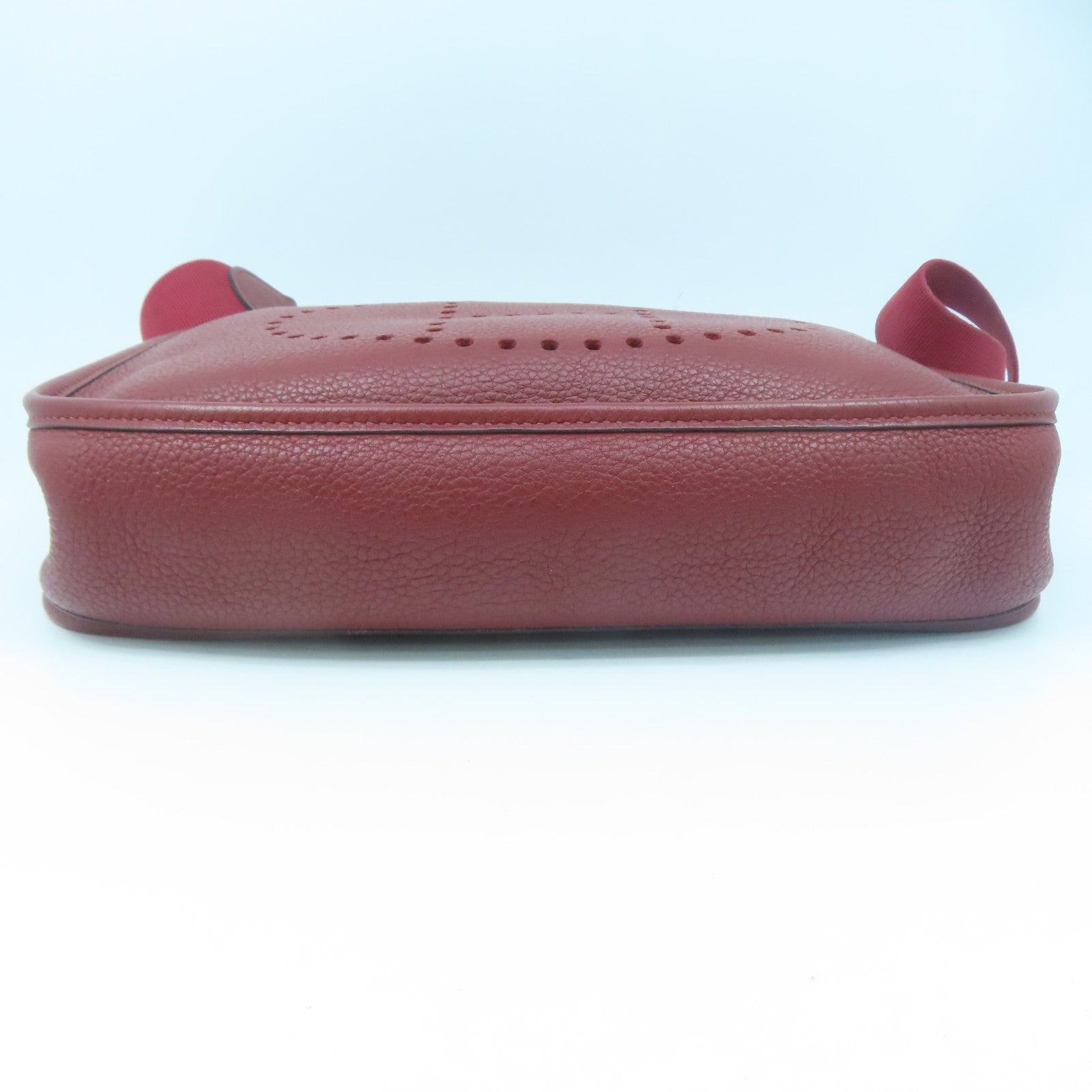 HERMES Clemence皮革Evelyne PM銀扣肩背袋紅色
