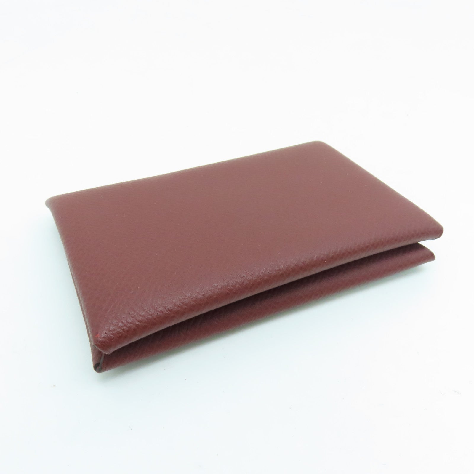 HERMES Veau Epsom皮革Calvi Card Holder卡片套银扣红色