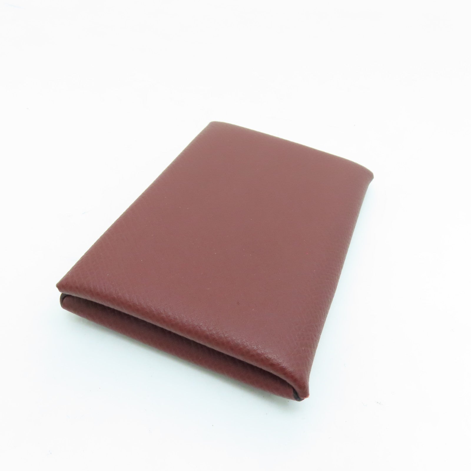 HERMES Veau Epsom皮革Calvi Card Holder卡片套银扣红色