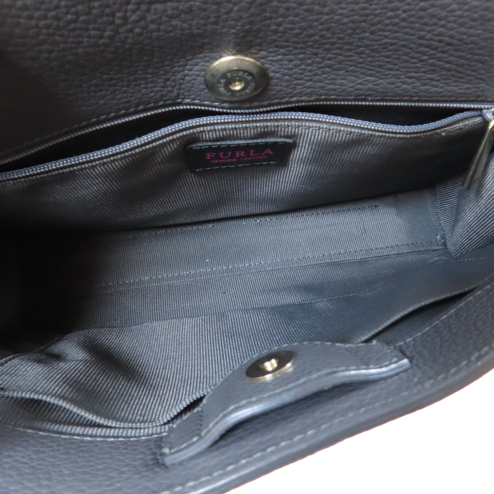 Furla 牛皮皮革2 Way Shoulder Bag金扣手挽肩背兩用袋灰色