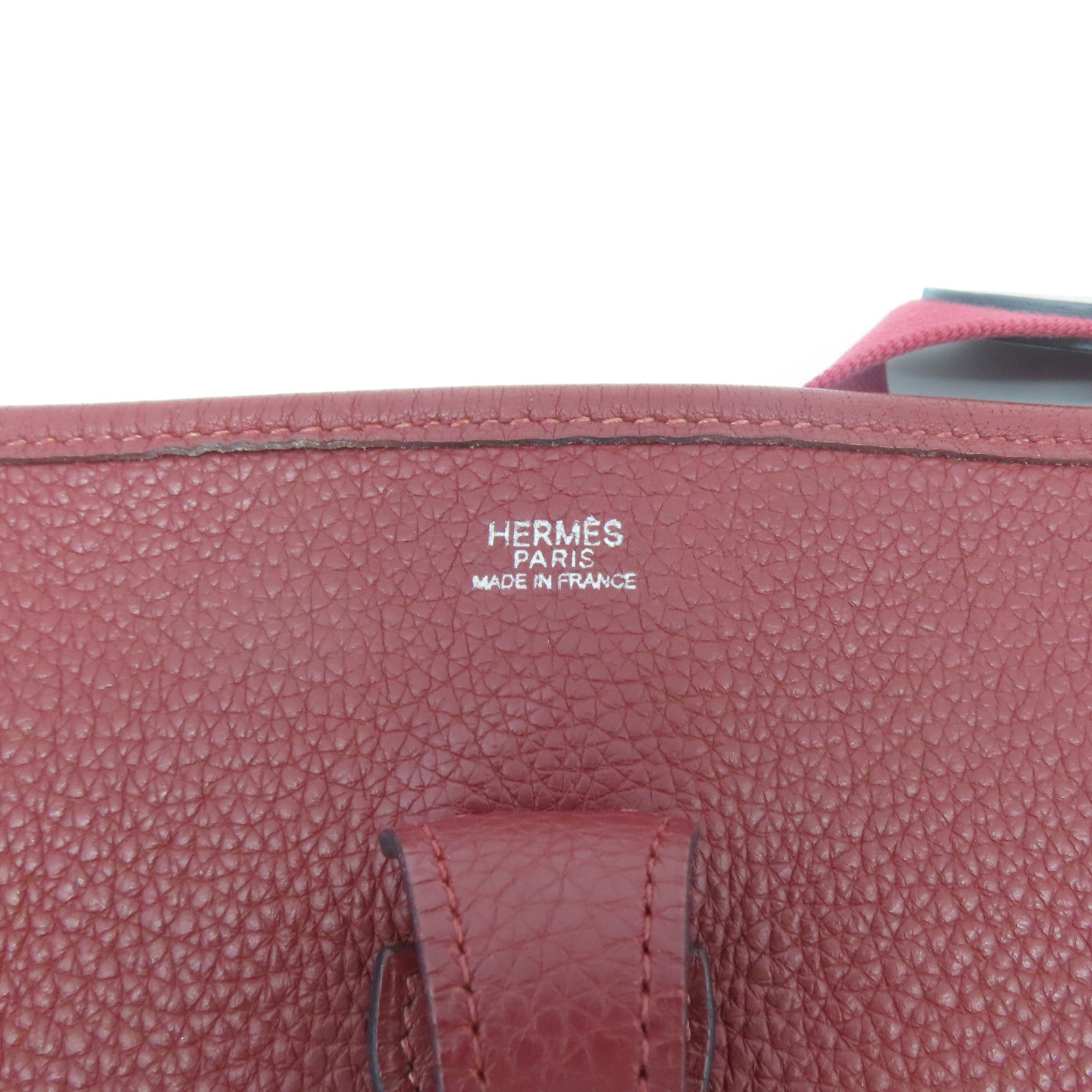 HERMES Clemence皮革Evelyne PM銀扣肩背袋紅色