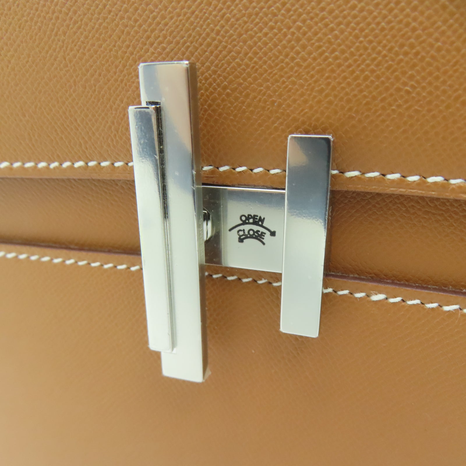 HERMES Veau Epsom皮革Cinhetic银扣链带肩背袋棕色
