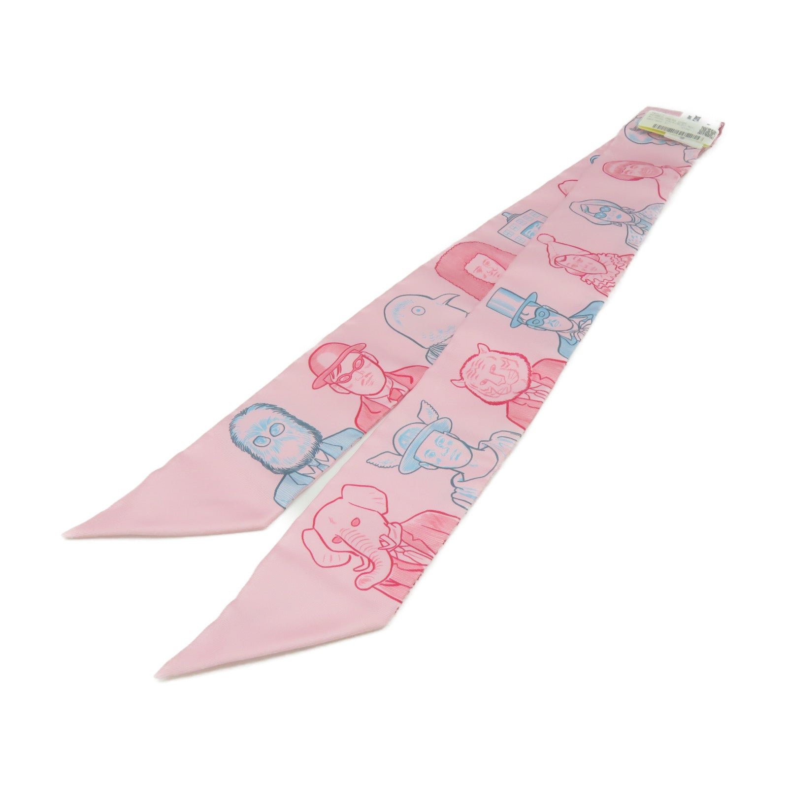 HERMES 絲質Twilly Scarf絲巾粉紅色/彩色