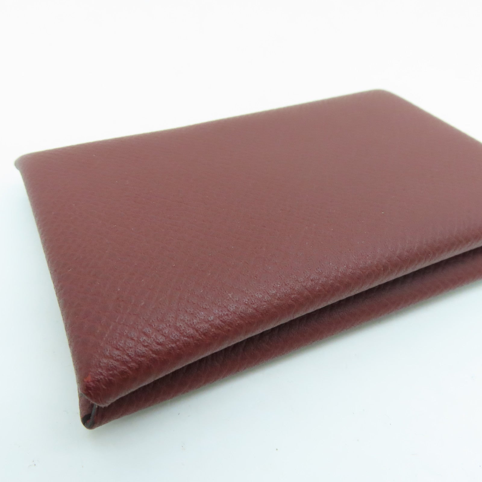 HERMES Veau Epsom皮革Calvi Card Holder卡片套银扣红色