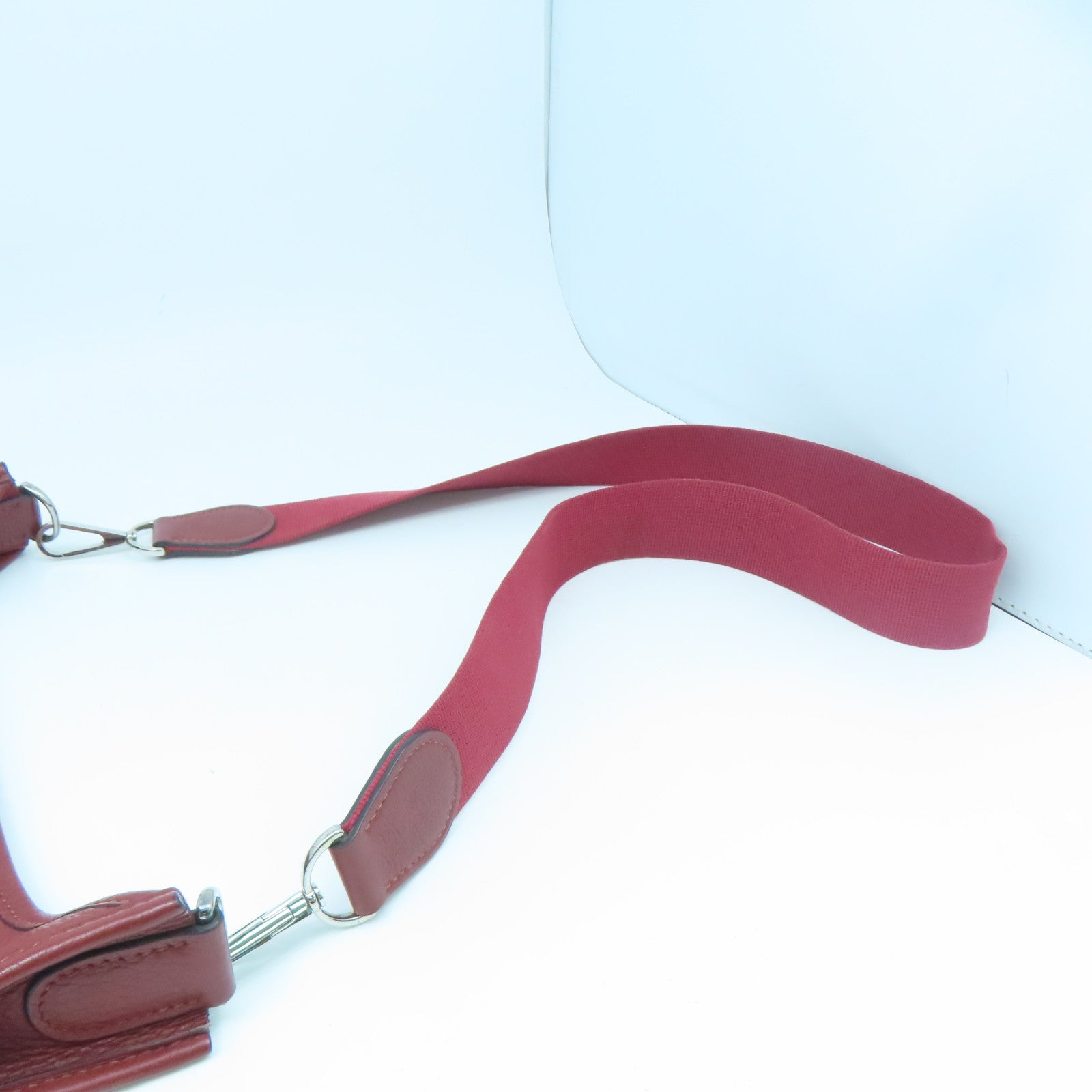 HERMES Clemence皮革Evelyne PM銀扣肩背袋紅色