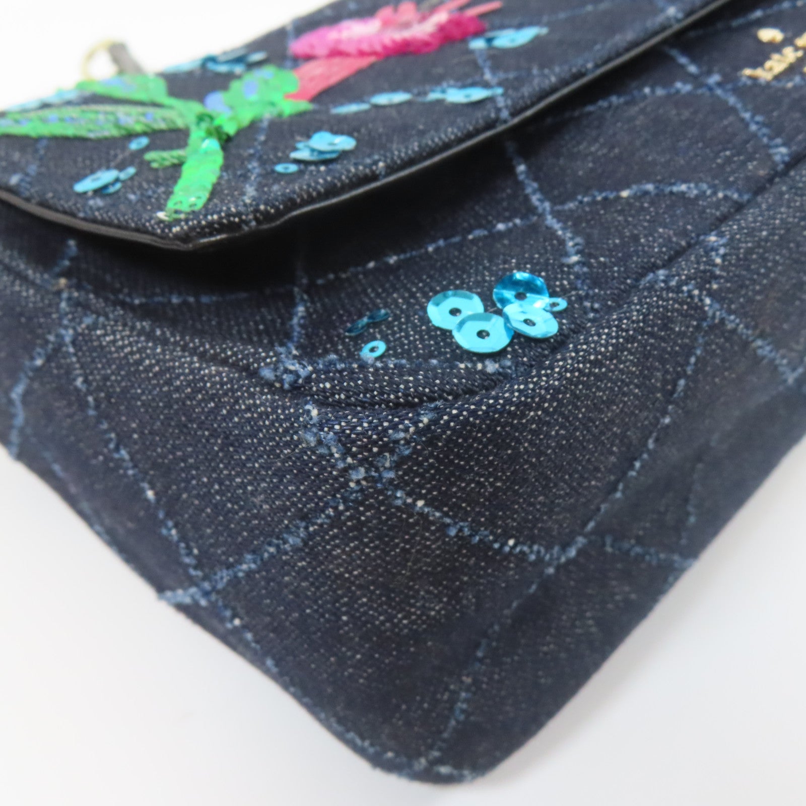 Kate Spade 帆布Shoulder Bag金扣鏈帶肩背袋深藍色