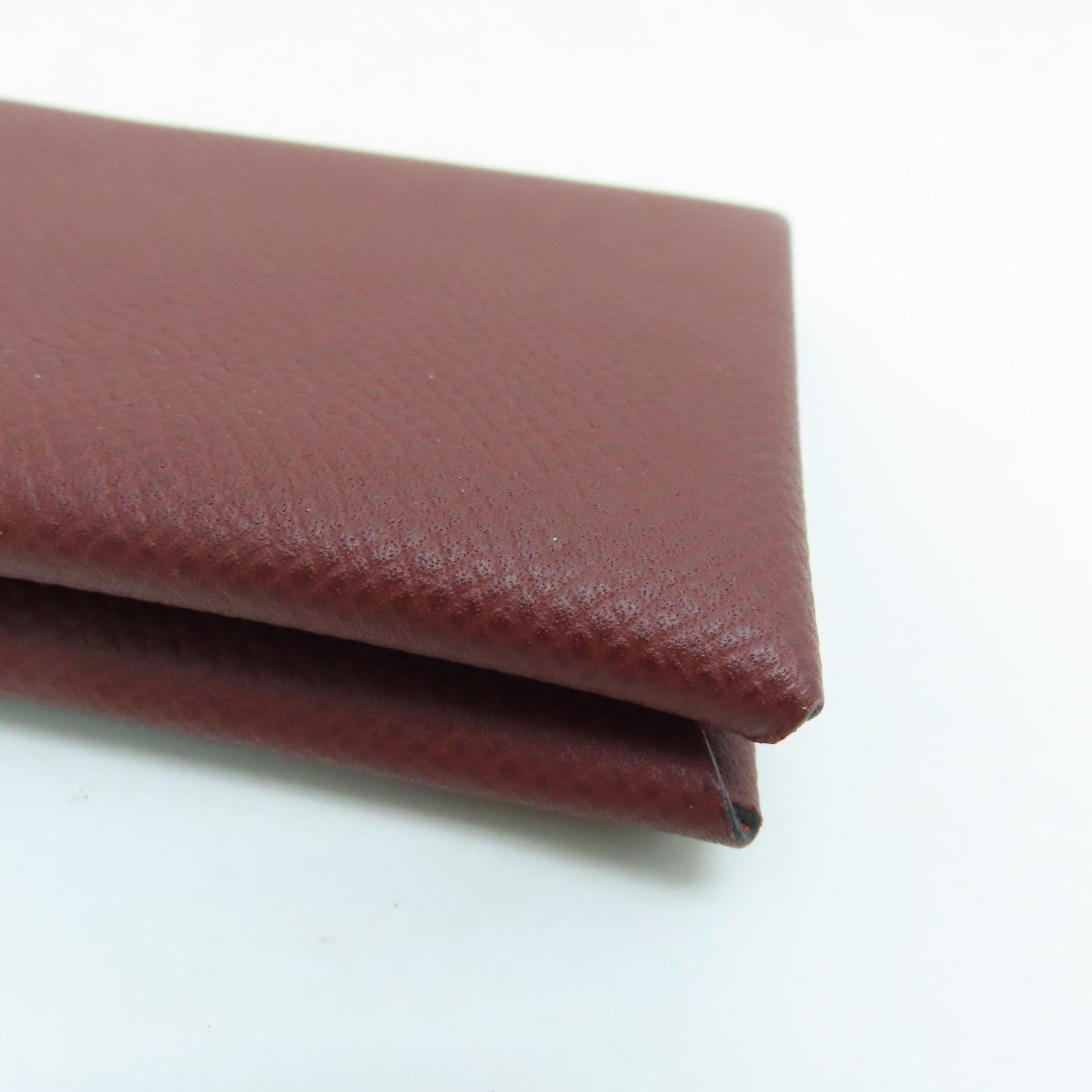 HERMES Veau Epsom皮革Calvi Card Holder卡片套银扣红色