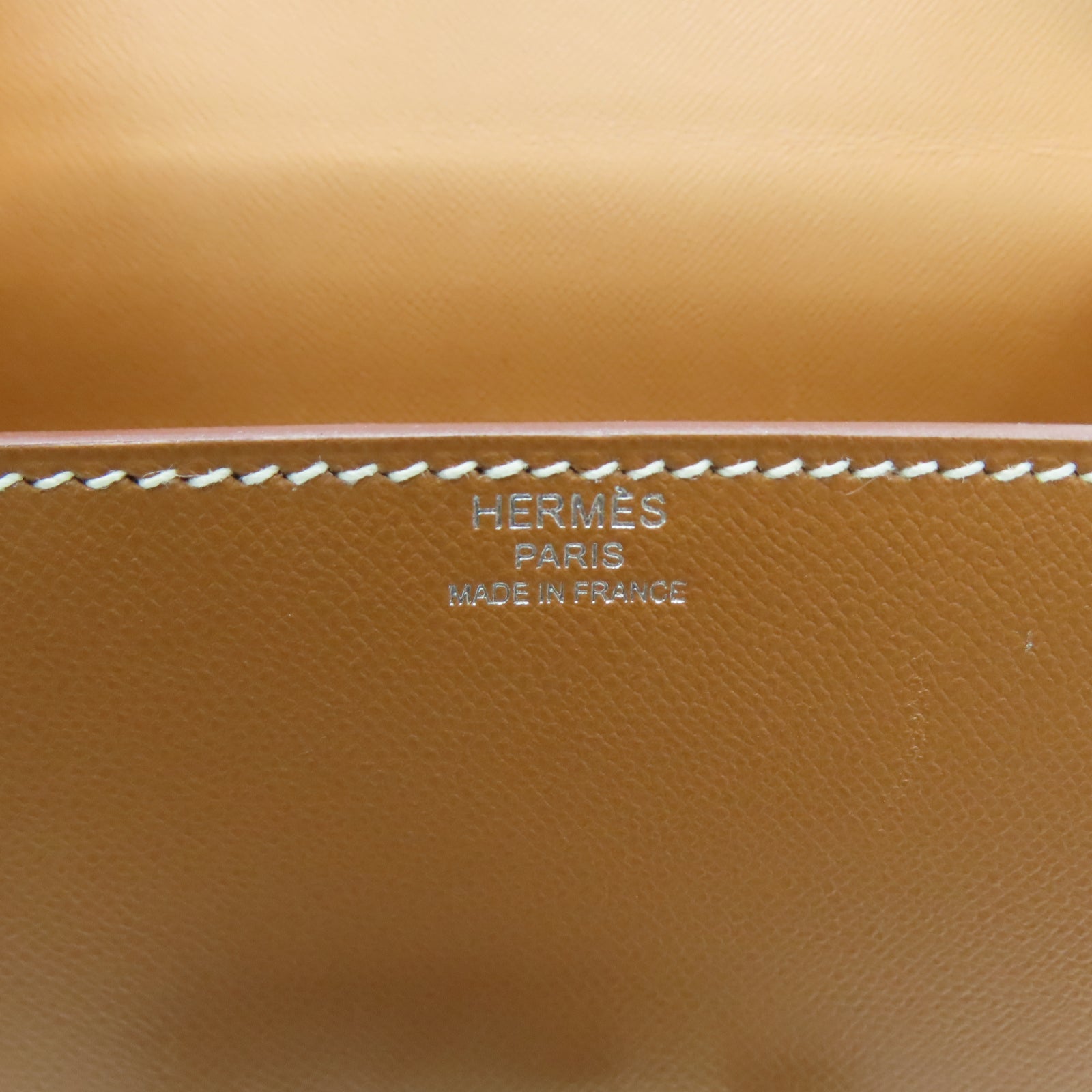 HERMES Veau Epsom皮革Cinhetic银扣链带肩背袋棕色