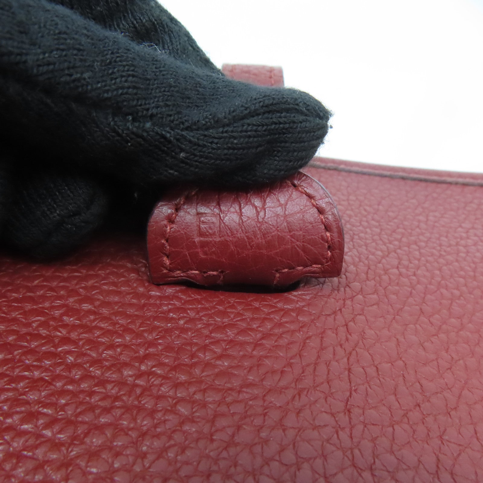 HERMES Clemence皮革Evelyne PM銀扣肩背袋紅色