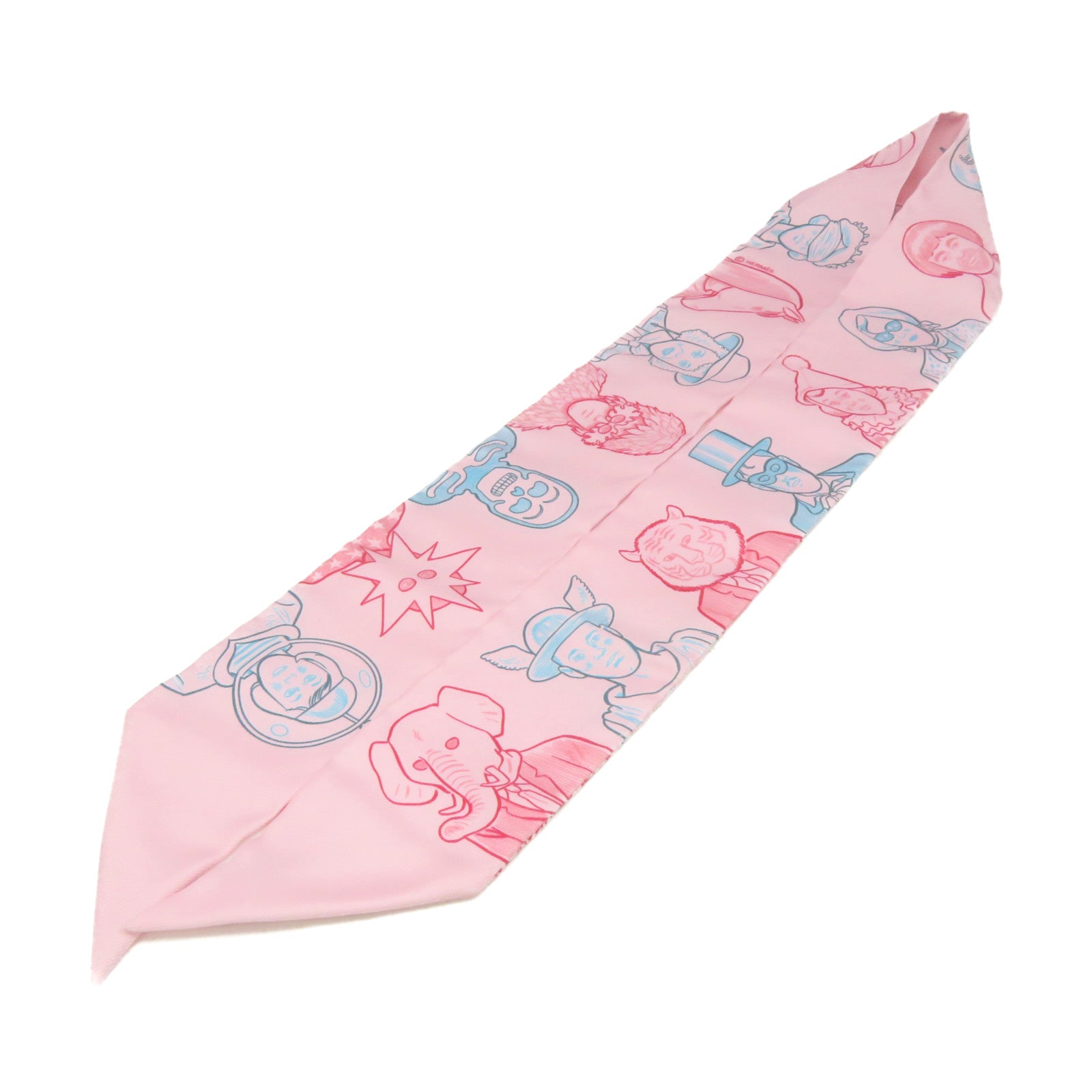 HERMES 絲質Twilly Scarf絲巾粉紅色/彩色