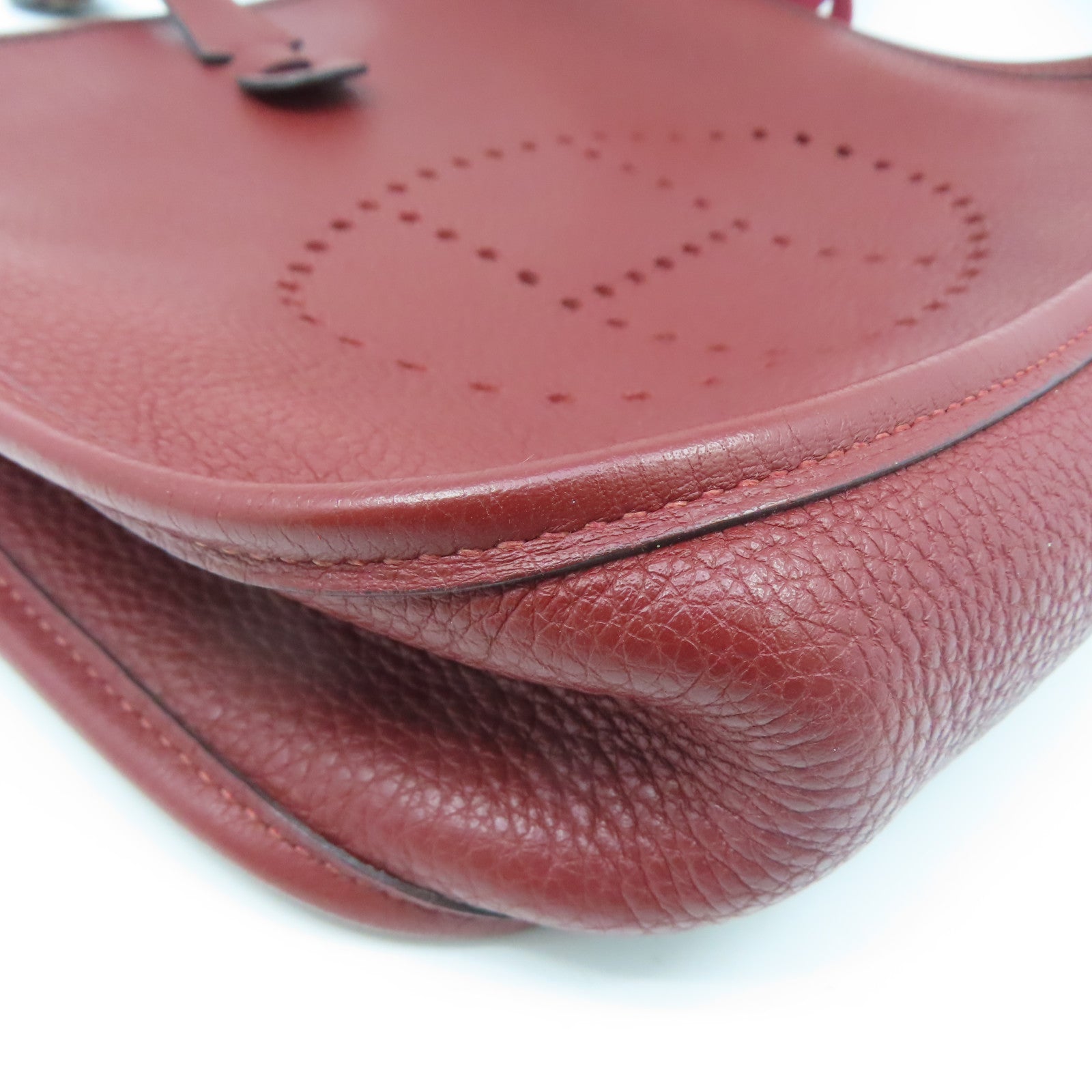 HERMES Clemence皮革Evelyne PM銀扣肩背袋紅色