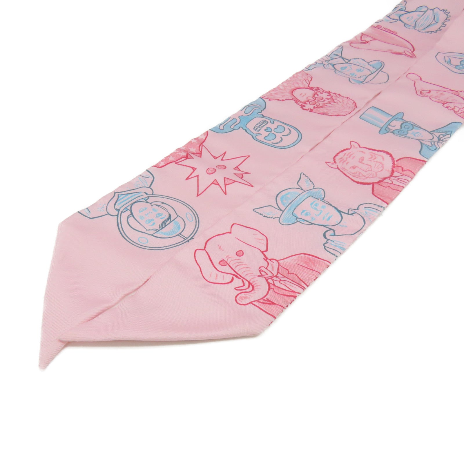HERMES 絲質Twilly Scarf絲巾粉紅色/彩色