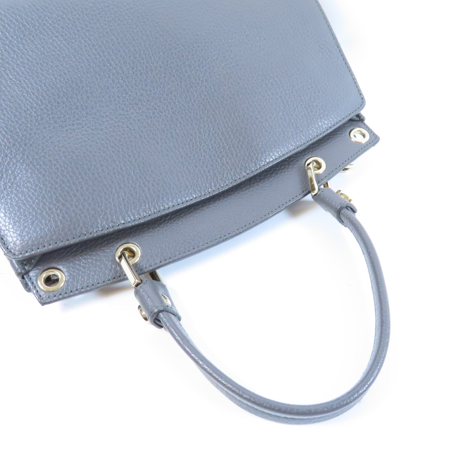 Furla 牛皮皮革2 Way Shoulder Bag金扣手挽肩背兩用袋灰色
