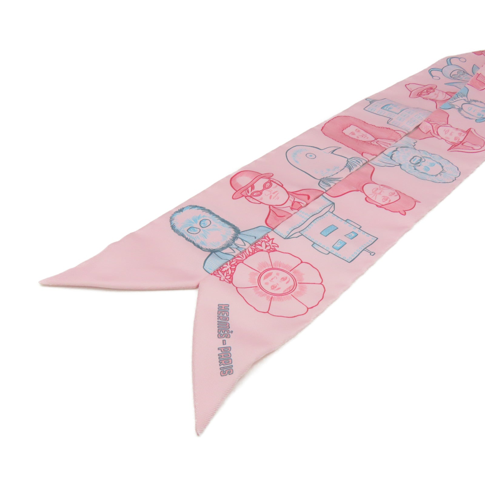 HERMES 絲質Twilly Scarf絲巾粉紅色/彩色