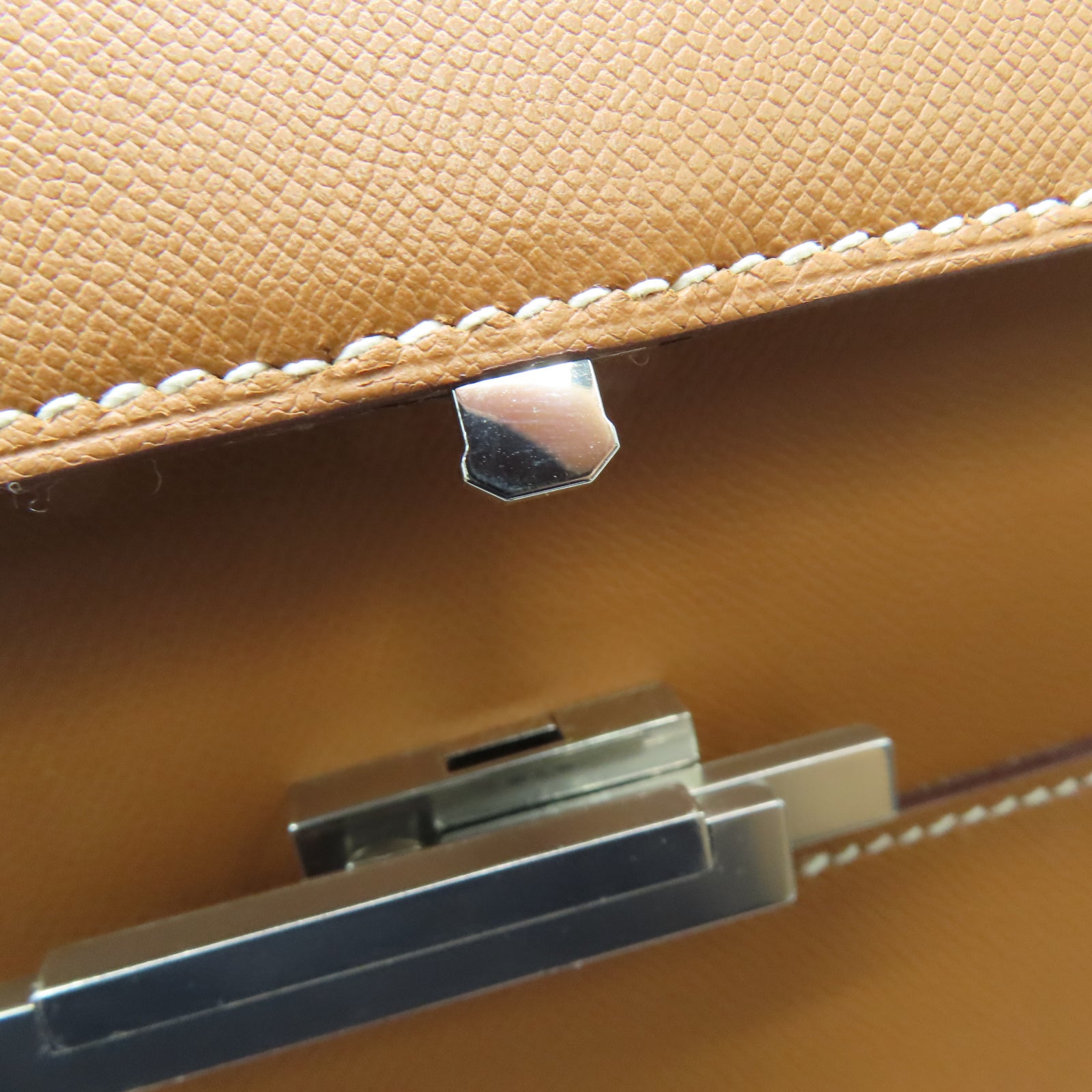 HERMES Veau Epsom皮革Cinhetic银扣链带肩背袋棕色