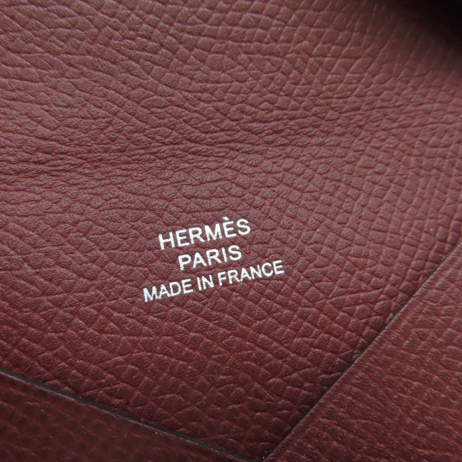 HERMES Veau Epsom皮革Calvi Card Holder卡片套银扣红色