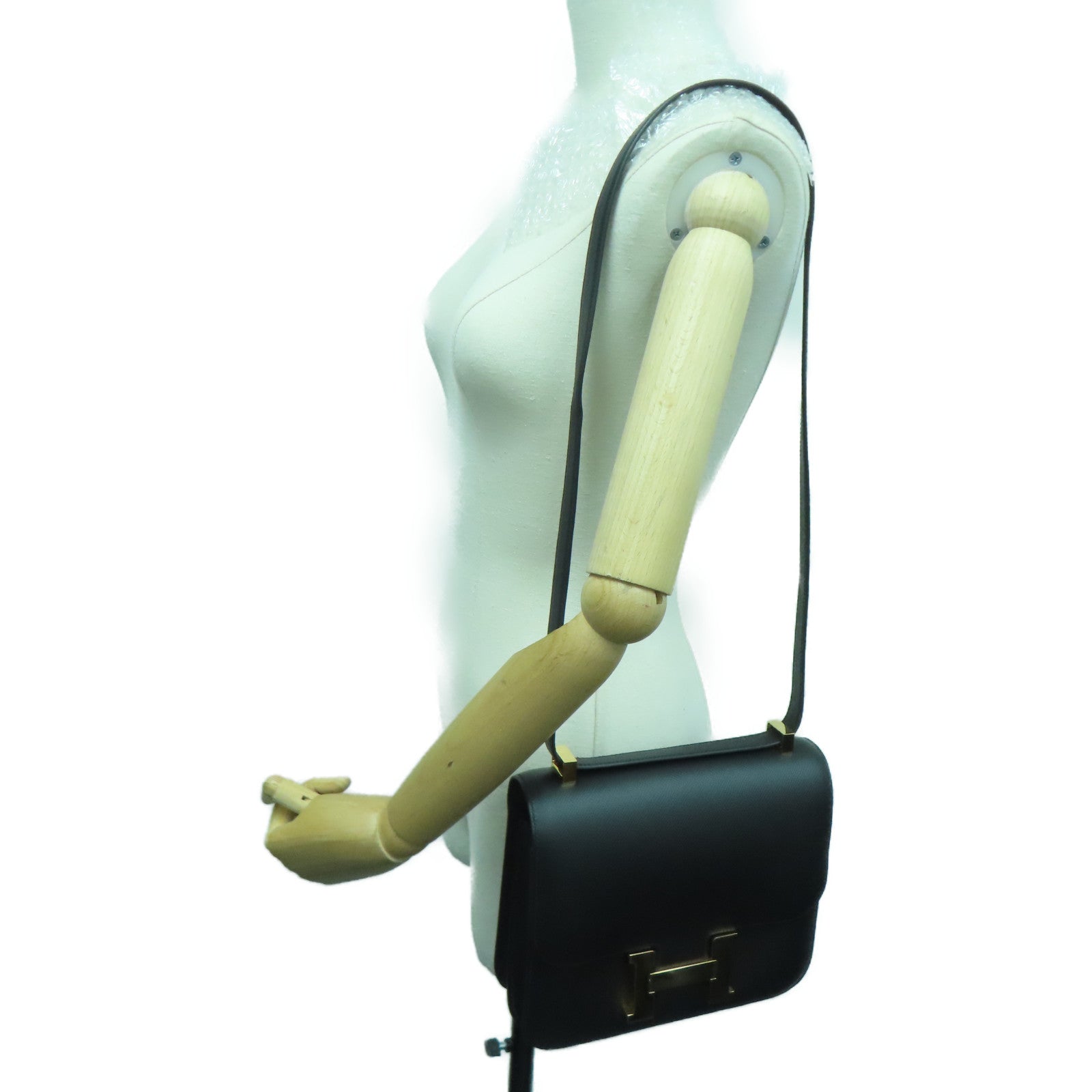 HERMES 【激减优惠】Epsom皮革Constance 24 2 Way Shoulder Bag金扣肩背袋黑色