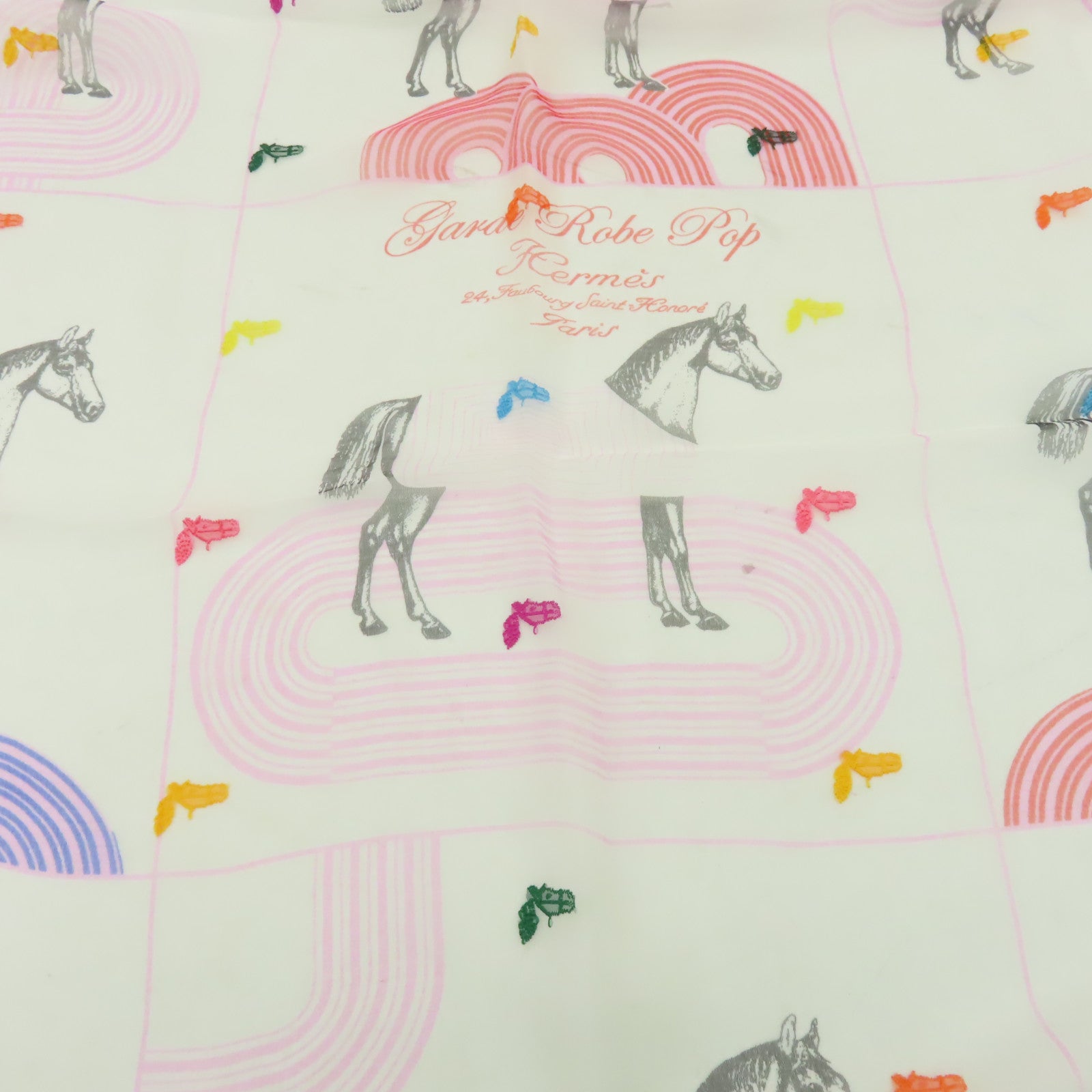 HERMES 【激減優惠】絲質/人造絲Scarf圍巾白色/彩色