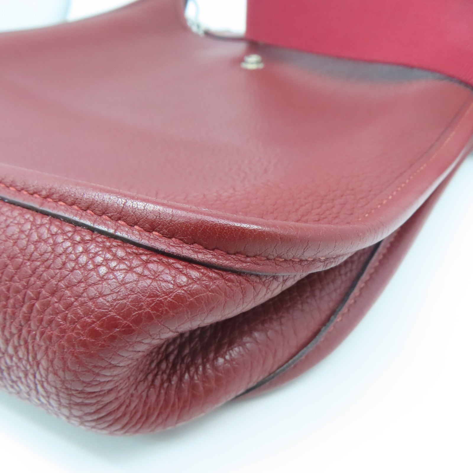 HERMES Clemence皮革Evelyne PM銀扣肩背袋紅色