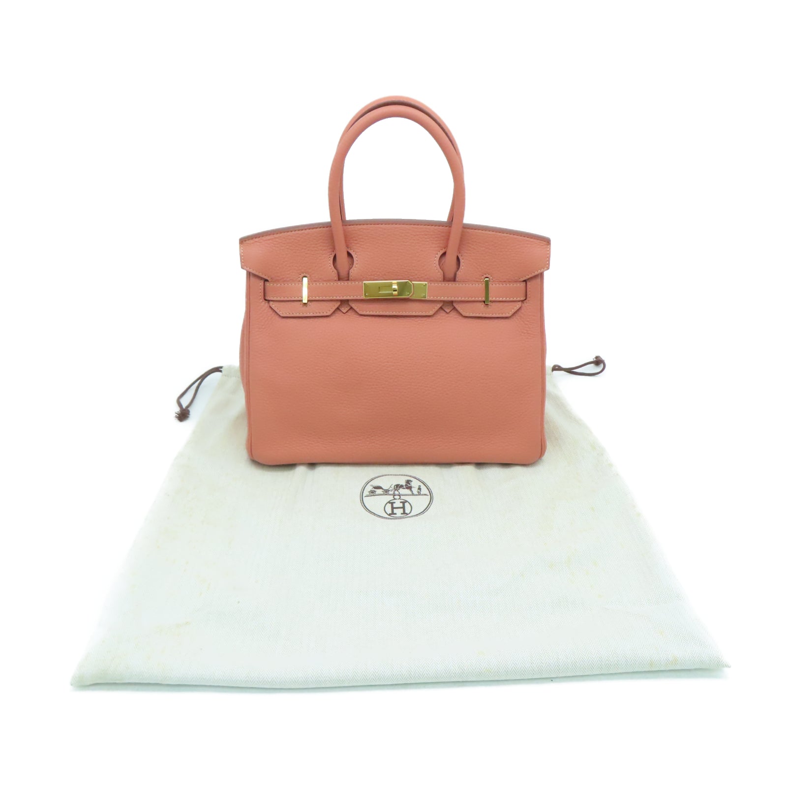 HERMES Taurillon Clemence皮革Birkin 30金扣手挽袋瑰茶粉色