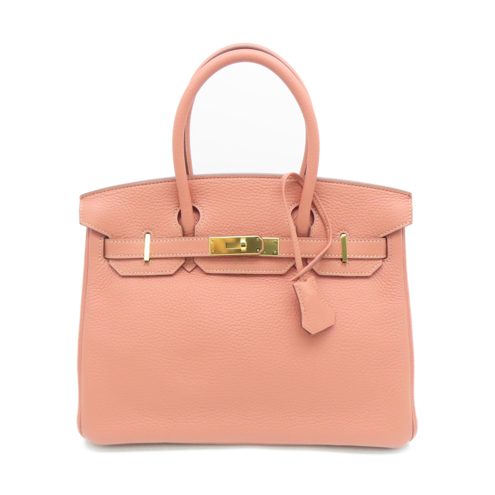 HERMES Taurillon Clemence皮革Birkin 30金扣手挽袋瑰茶粉色