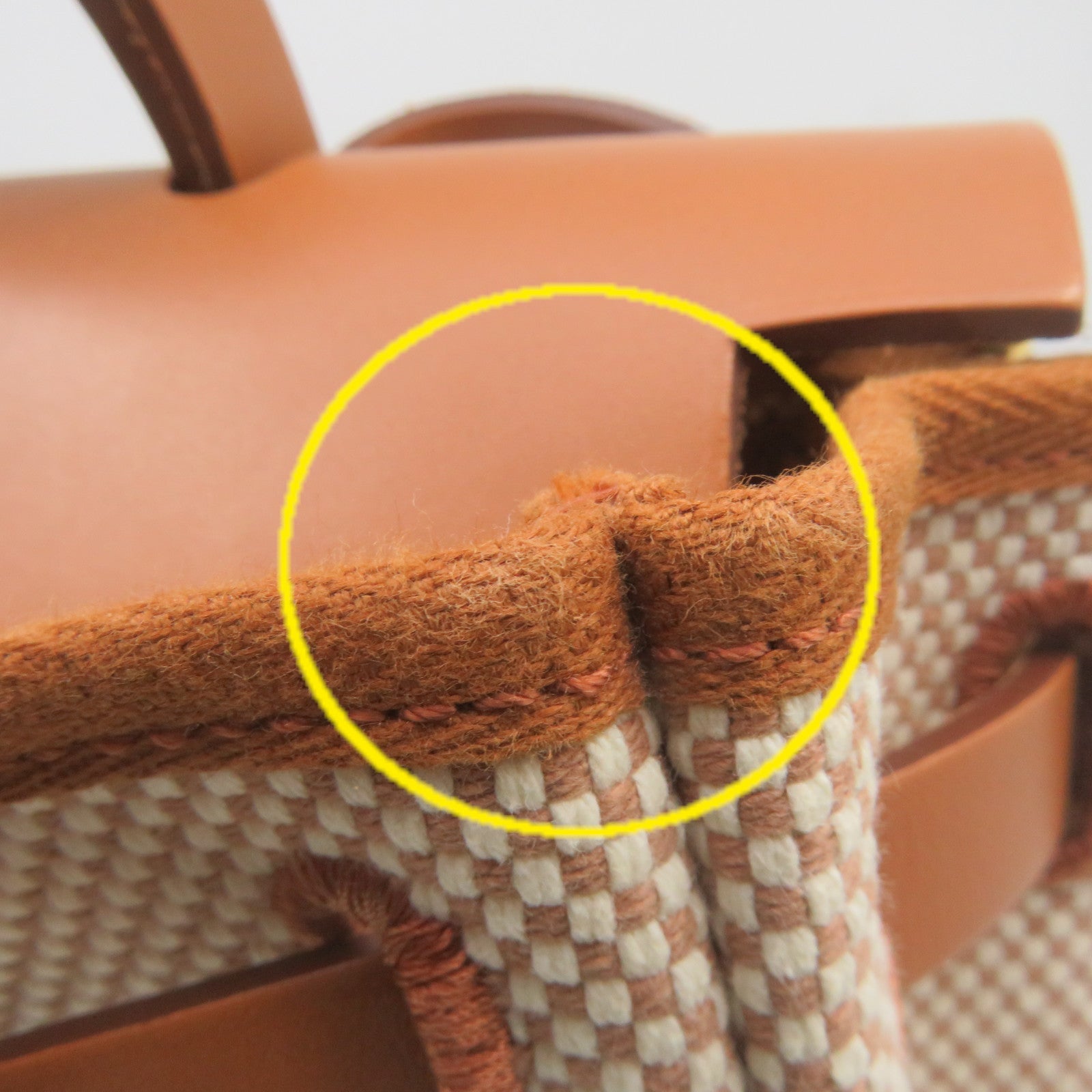 HERMES 帆布Herbag PM金扣手挽肩背兩用袋Ecru/Beige/Fauve啡色