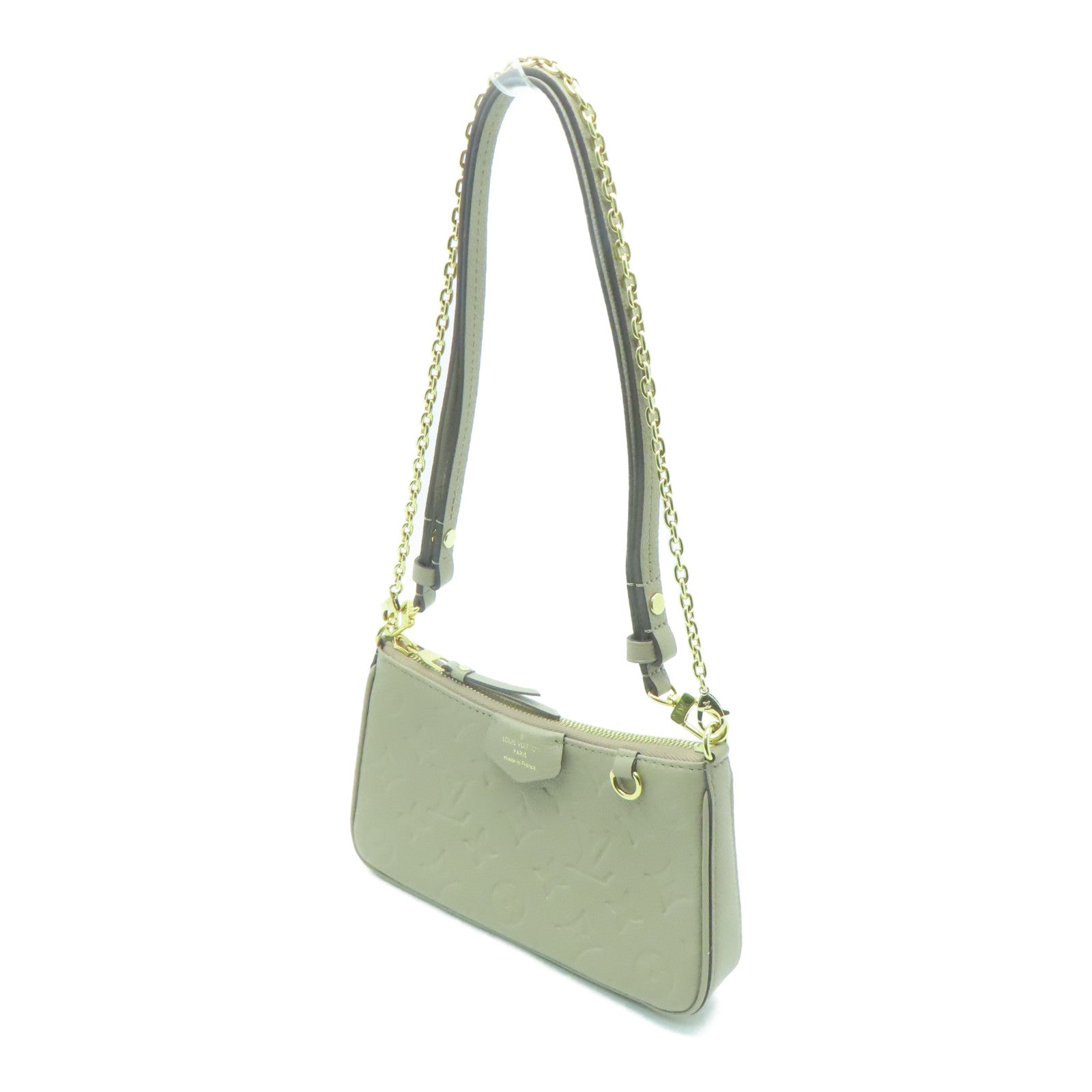 LOUIS VUITTON Monogram Empreinte Easy Pouch On Strap金扣肩背袋灰色