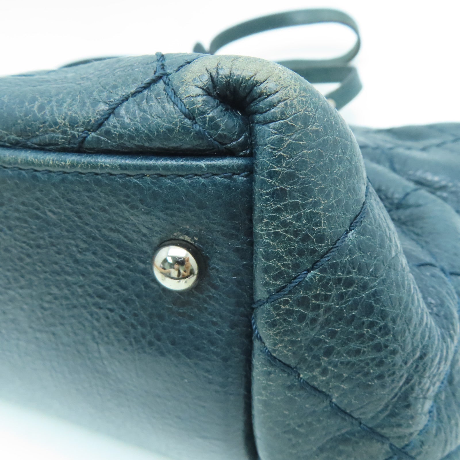 CHANEL 【激减优惠】菱格牛皮皮革Shoulder Tote Bag银扣手挽袋/肩背袋绿色