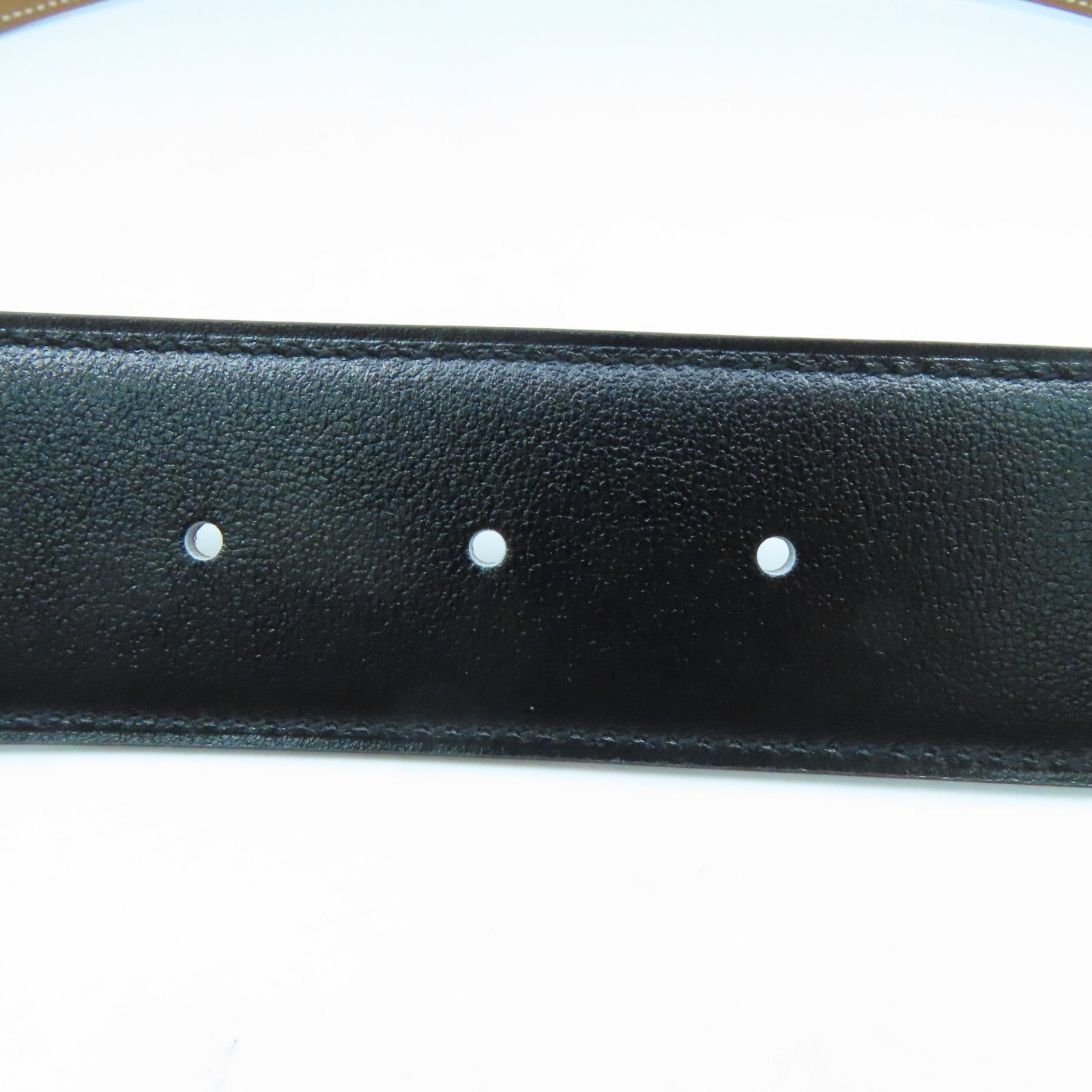 HERMES Swift/Togo Leather Belt H Silver Buckle Belt Gold/Noir Brown/Black