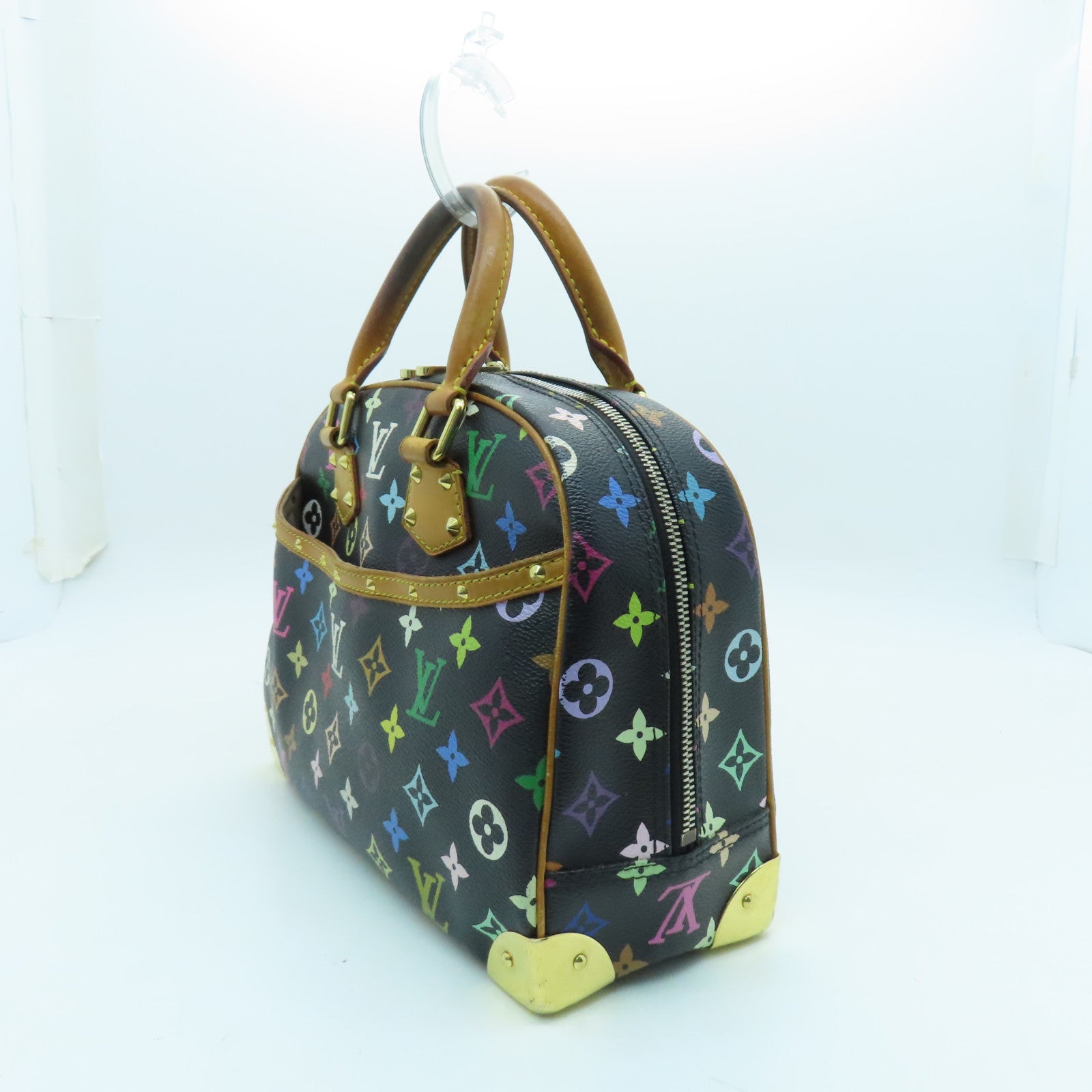 LOUIS VUITTON Monogram Multicolore Trouville Gold Buckle Hand Bag Black