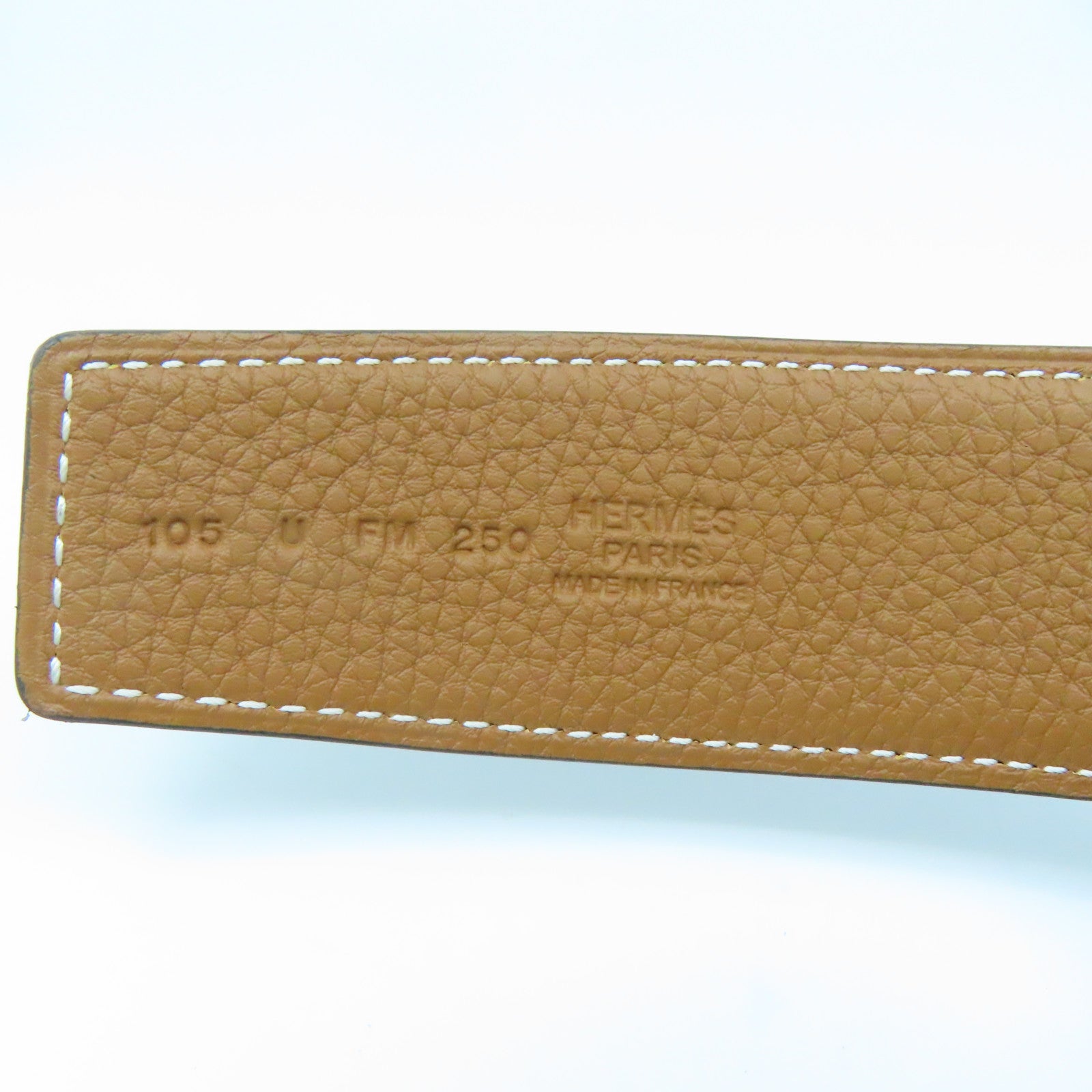 HERMES Swift/Togo Leather Belt H Silver Buckle Belt Gold/Noir Brown/Black