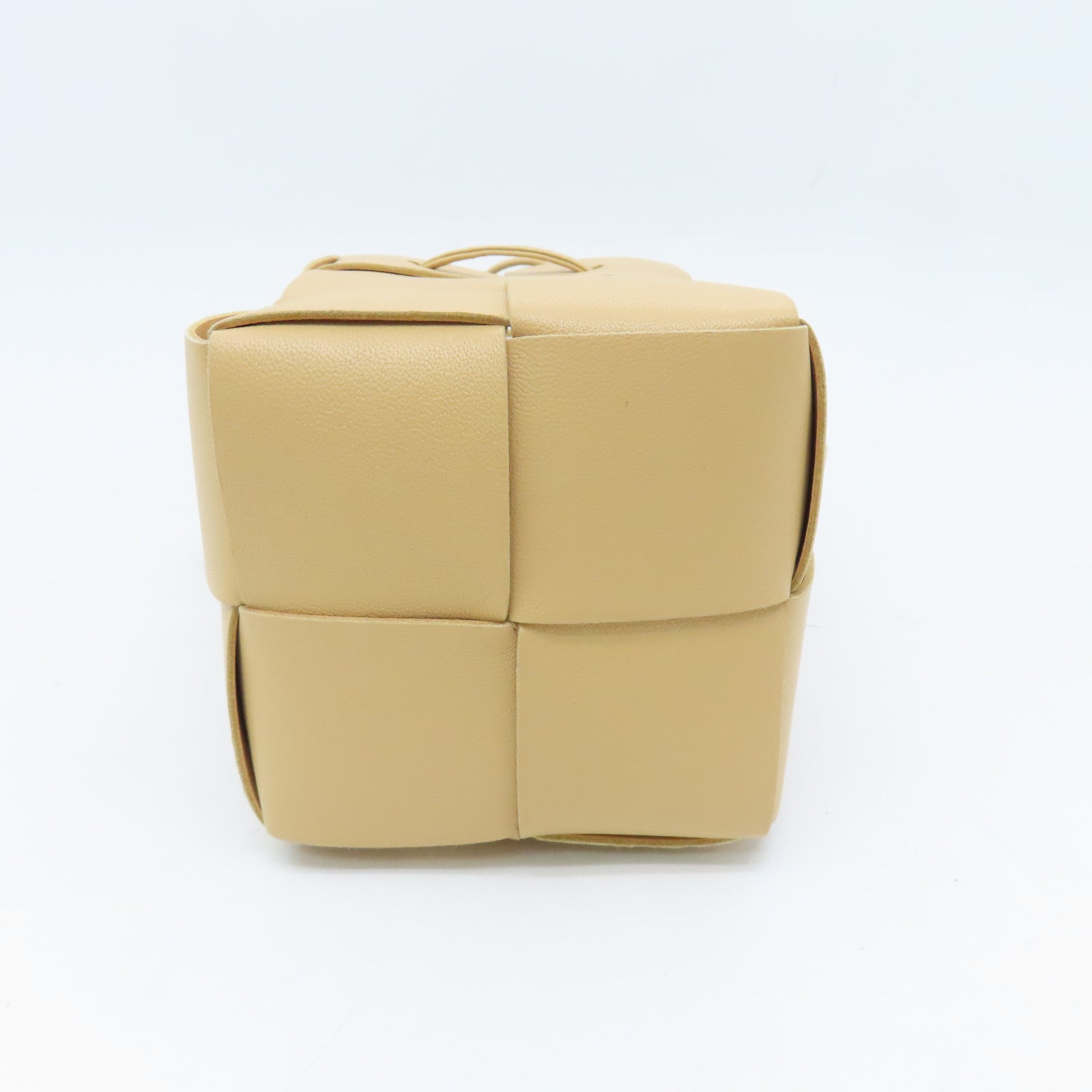 BOTTEGA VENETA Textured Leather Mini Cassette Bucket Bag Beige