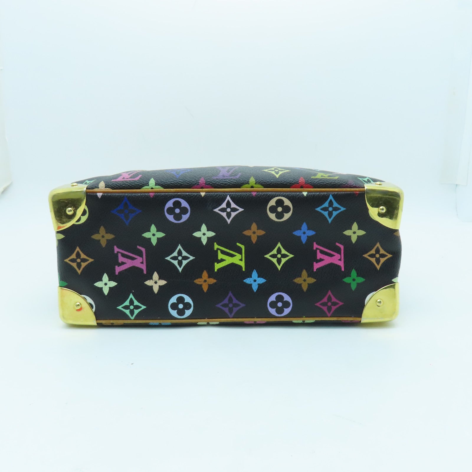 LOUIS VUITTON Monogram Multicolore Trouville Gold Buckle Hand Bag Black