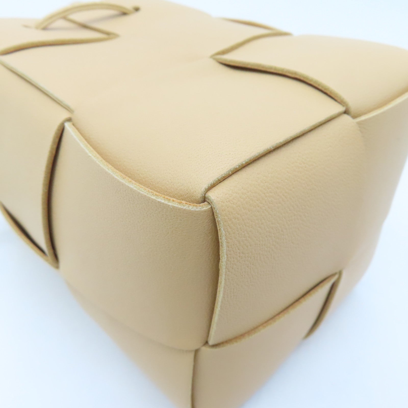 BOTTEGA VENETA Textured Leather Mini Cassette Bucket Bag Beige