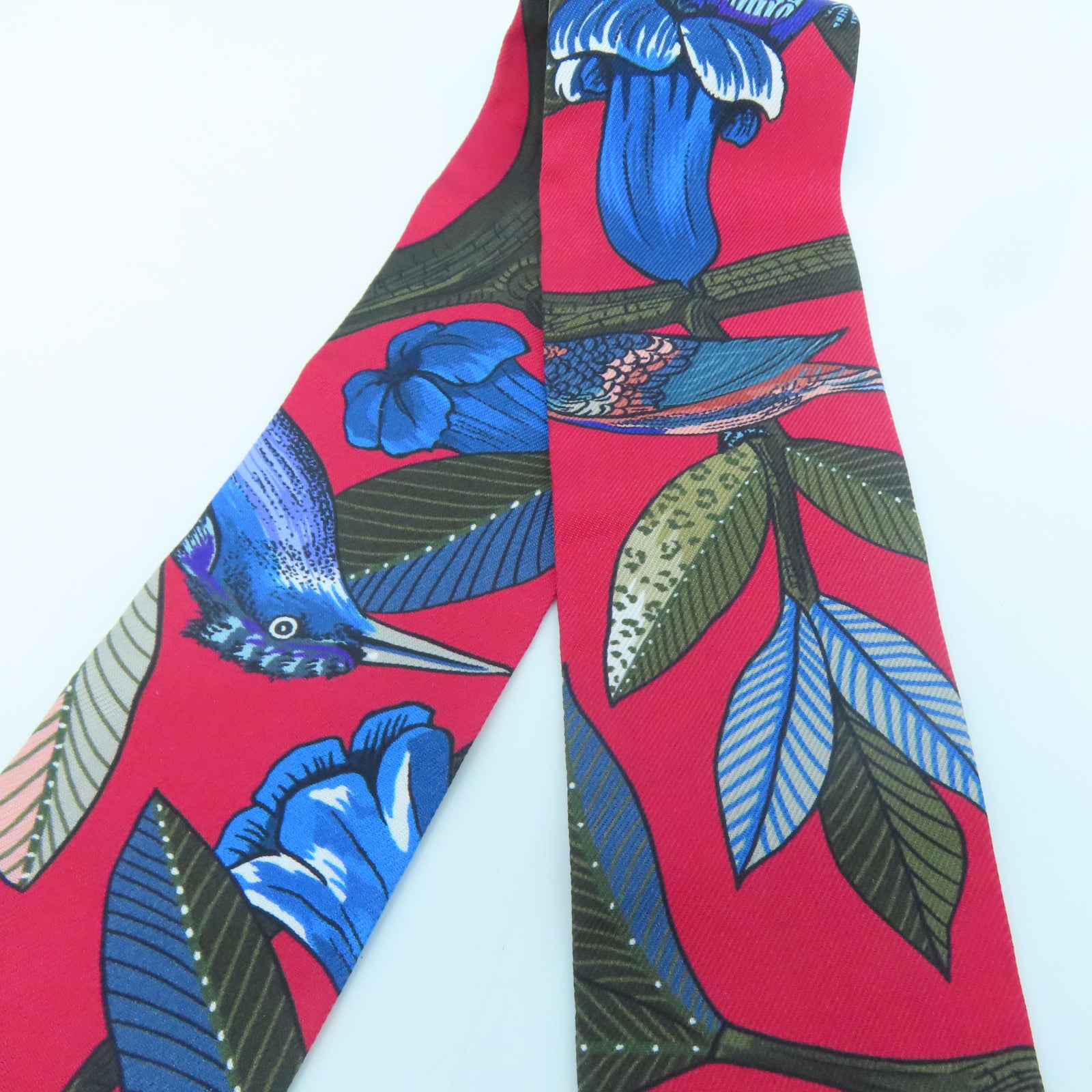 HERMES 【激減優惠】絲質Twilly絲巾紅色/藍色/綠色