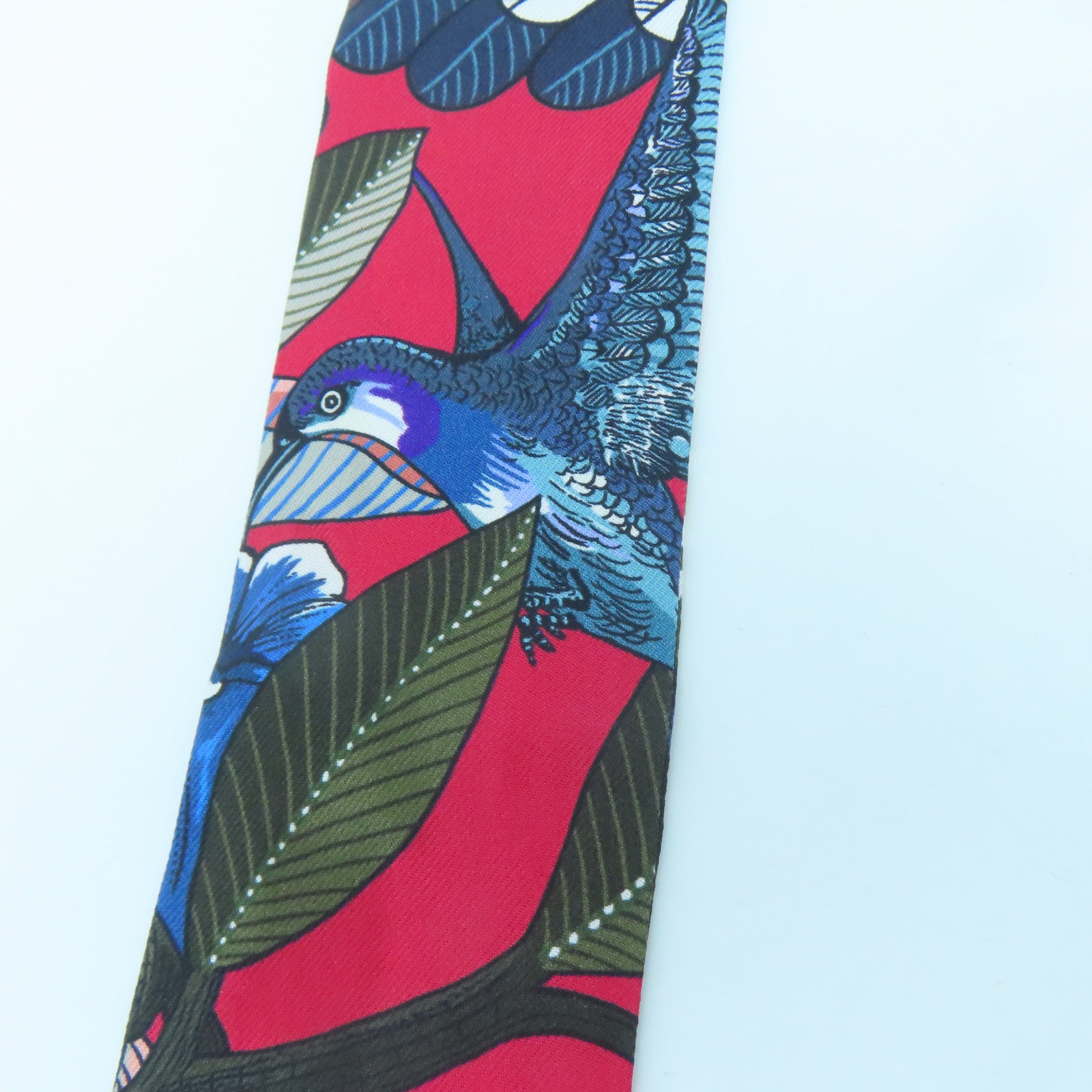 HERMES 【激減優惠】絲質Twilly絲巾紅色/藍色/綠色