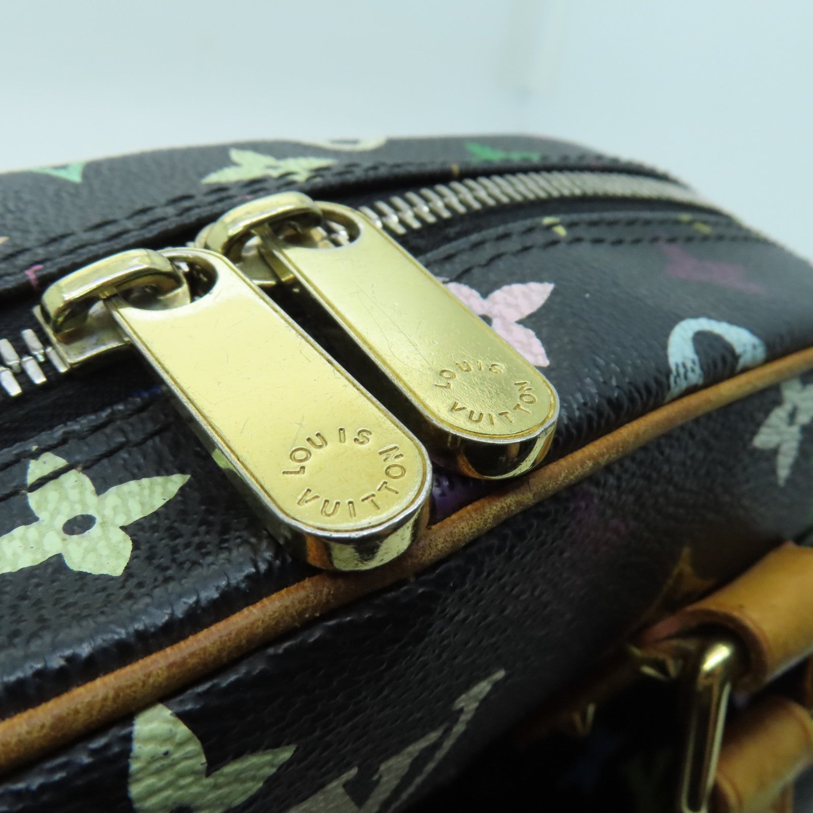 LOUIS VUITTON Monogram Multicolore Trouville Gold Buckle Hand Bag Black