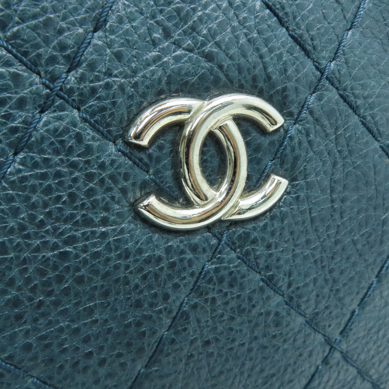 CHANEL 【激减优惠】菱格牛皮皮革Shoulder Tote Bag银扣手挽袋/肩背袋绿色