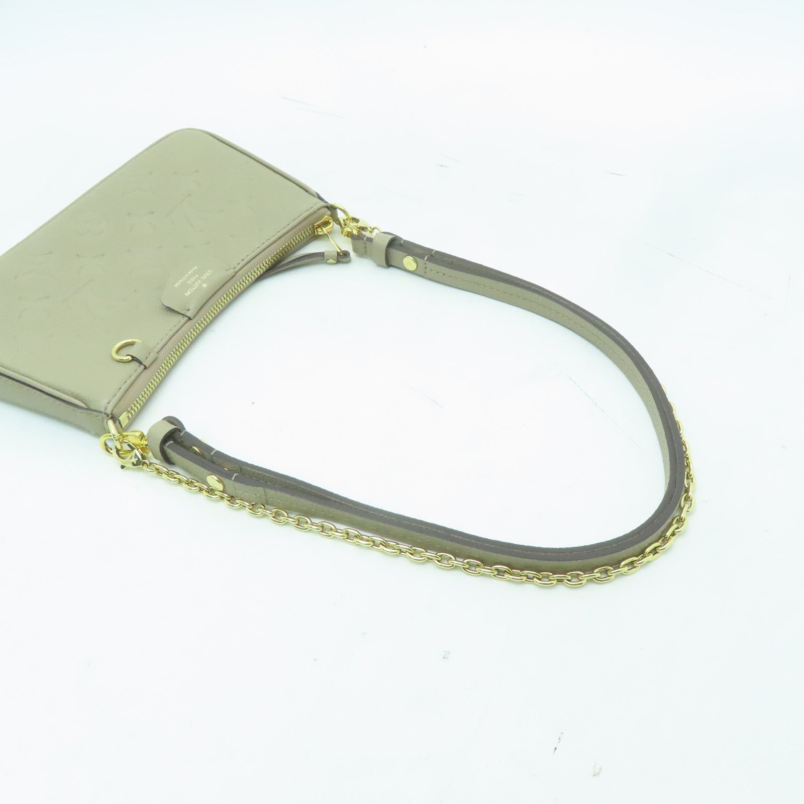 LOUIS VUITTON Monogram Empreinte Easy Pouch On Strap金扣肩背袋灰色