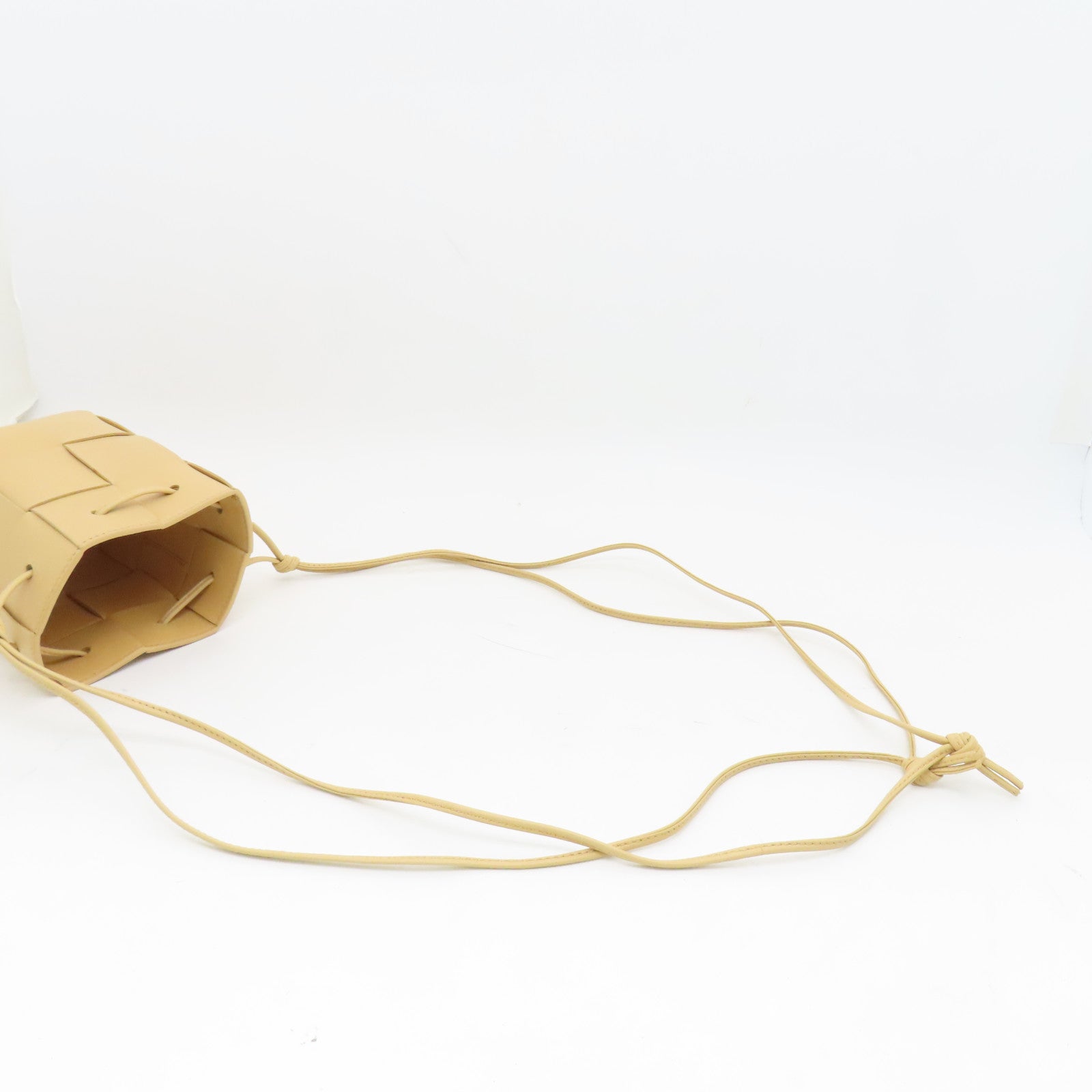 BOTTEGA VENETA Textured Leather Mini Cassette Bucket Bag Beige