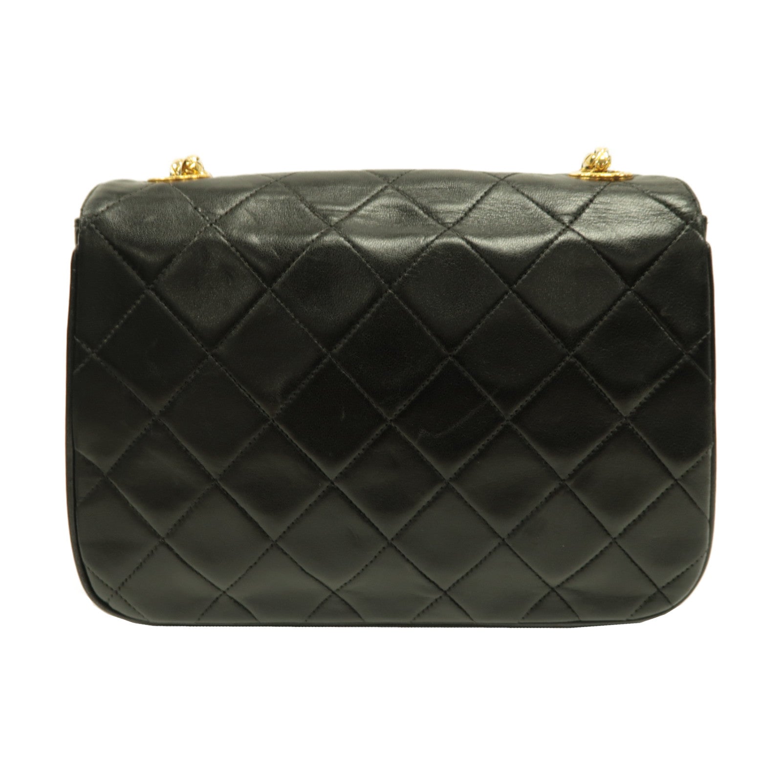 CHANEL 菱格羊皮皮革Vintage Shoulder Bag金扣鏈帶肩背袋黑色