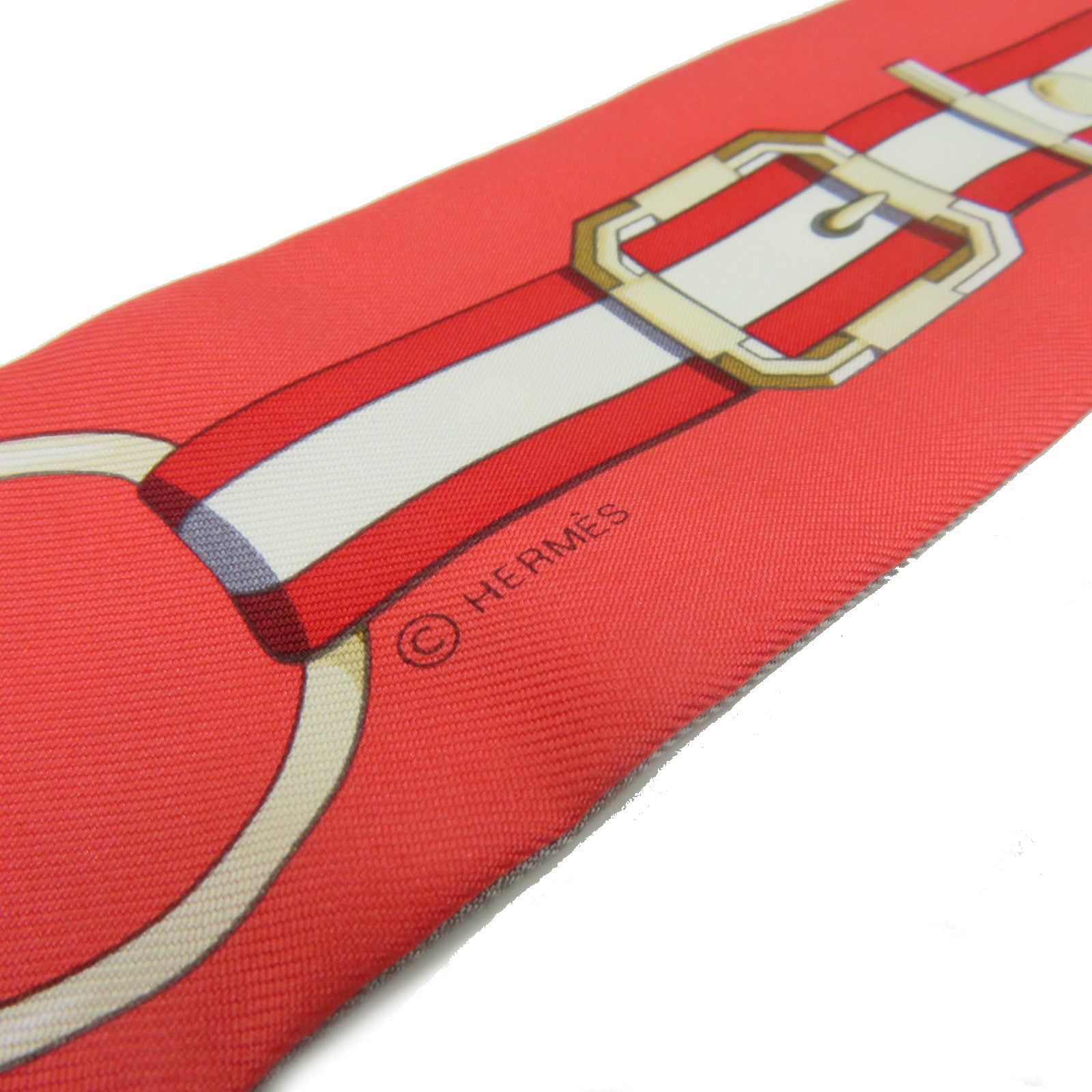 HERMES Silk Twilly Scarf Pink/Gray/Color