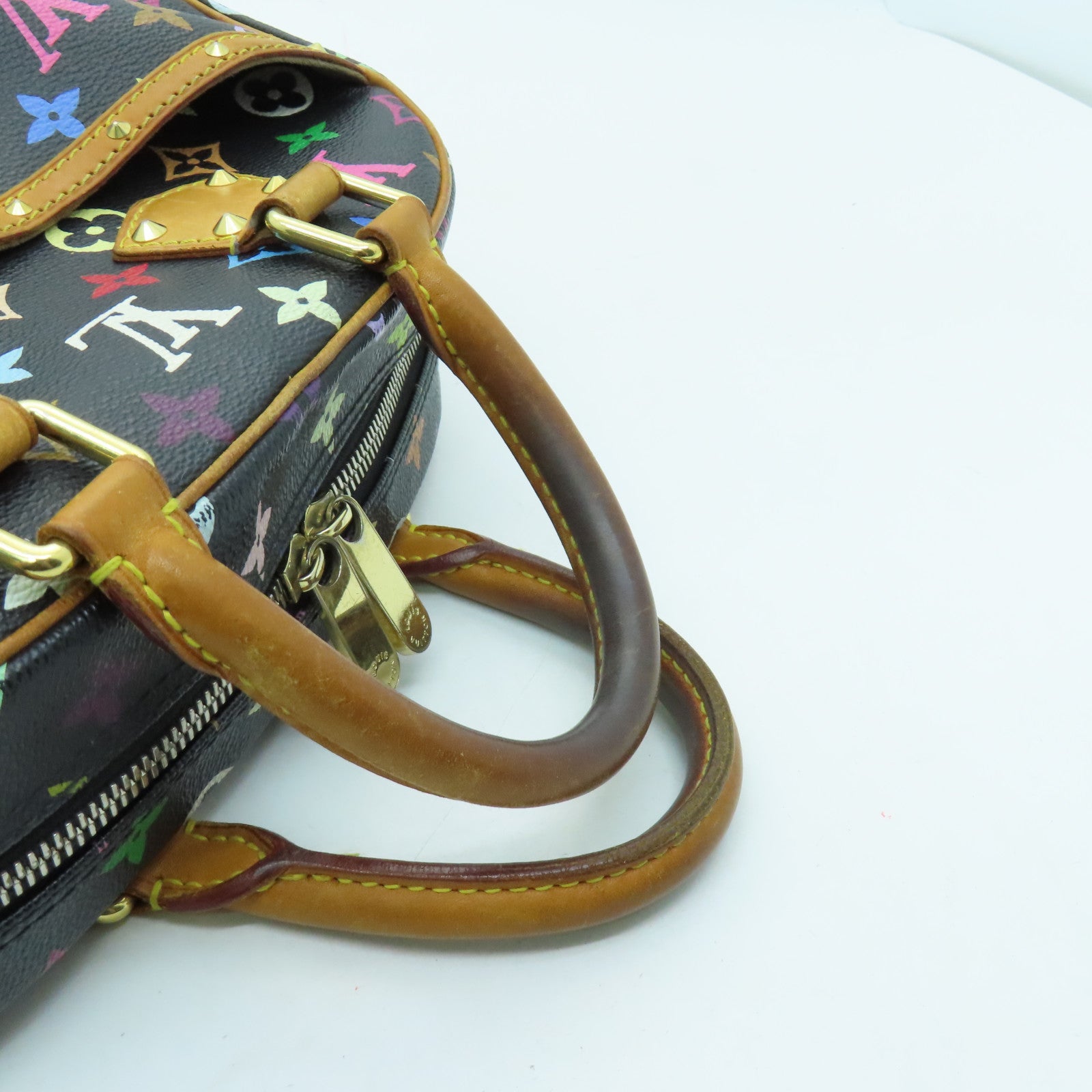 LOUIS VUITTON Monogram Multicolore Trouville Gold Buckle Hand Bag Black