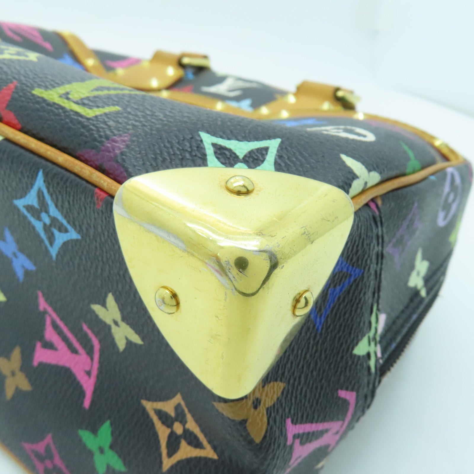 LOUIS VUITTON Monogram Multicolore Trouville Gold Buckle Hand Bag Black