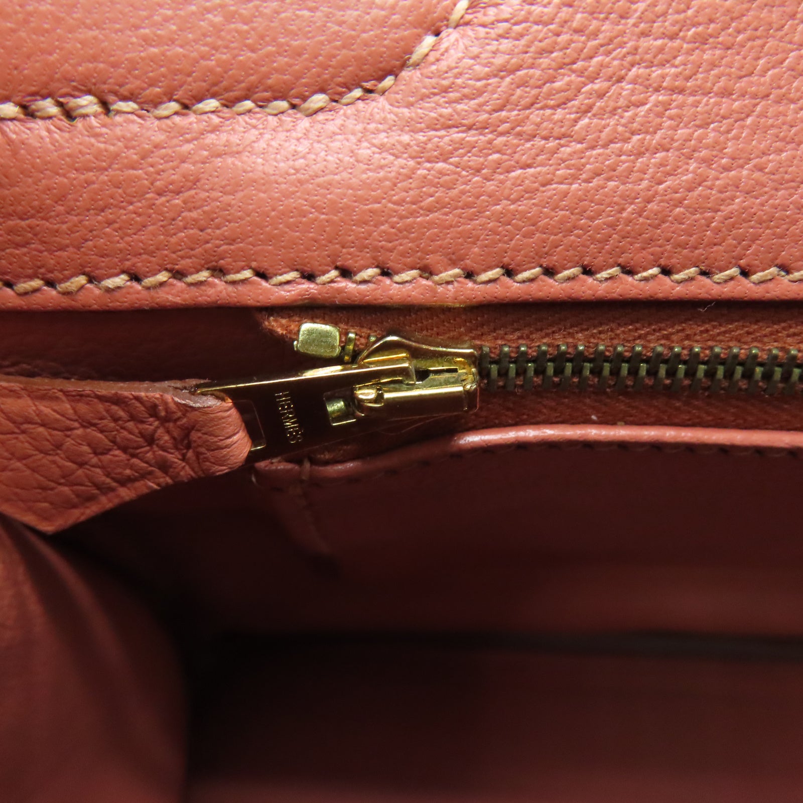 HERMES Taurillon Clemence皮革Birkin 30金扣手挽袋瑰茶粉色
