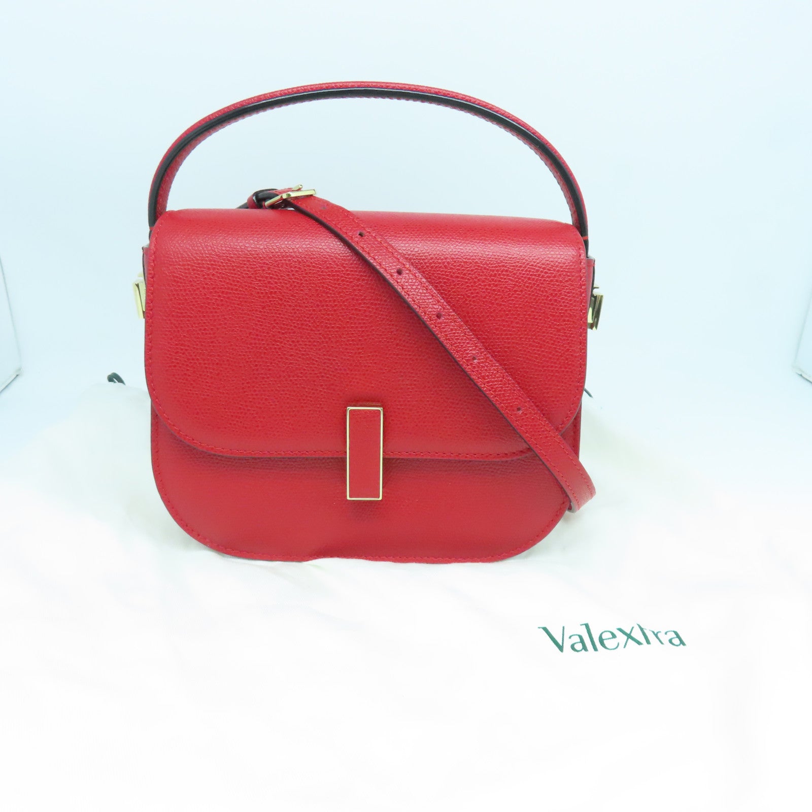 SELECTION 【激減優惠】牛皮皮革Iside Crossbody 2Way Shoulder Bag金扣手挽肩背兩用袋紅色